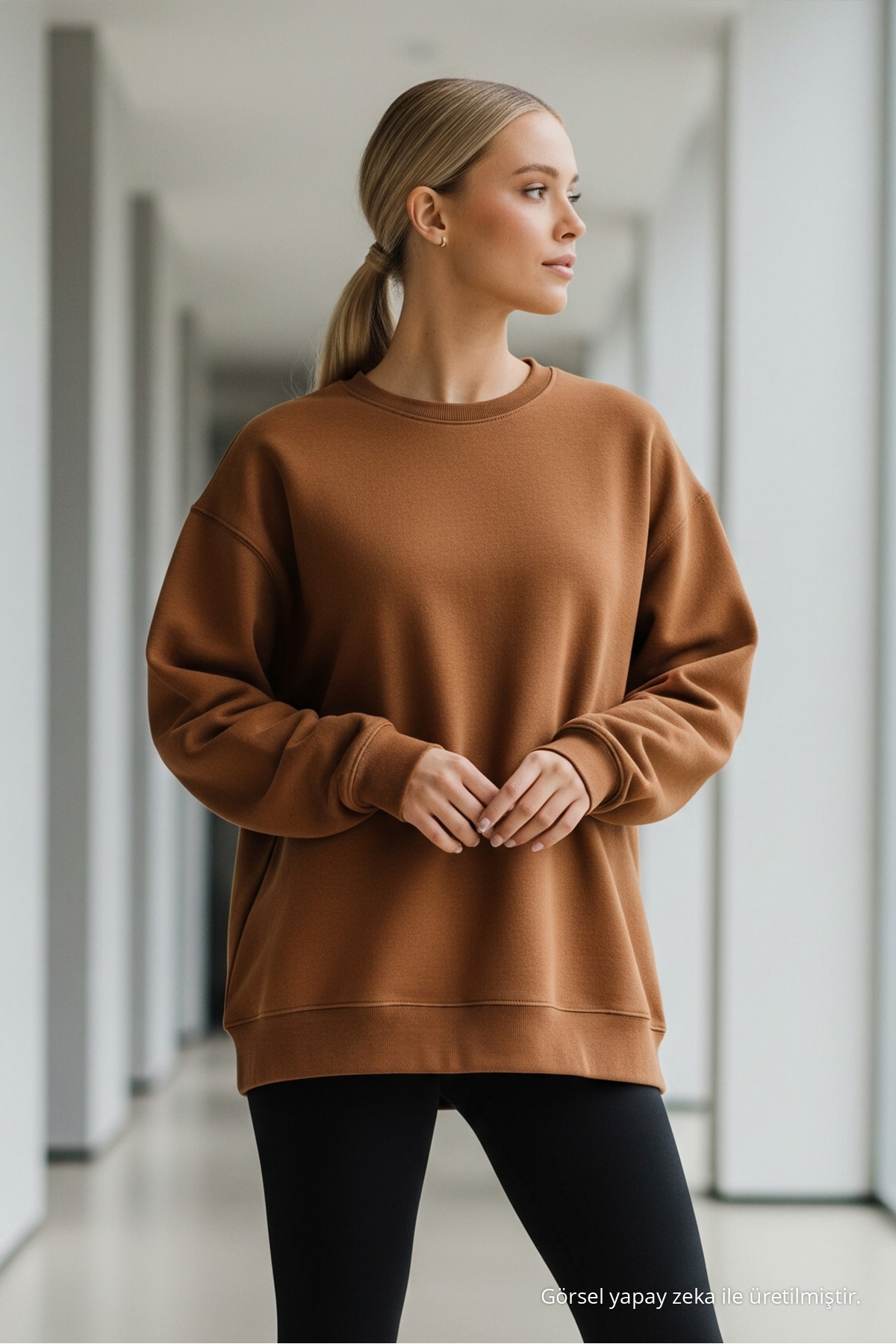 Kadın Premium Salaş Kışlık 3 Lü Sweatshirt Çağla 3
