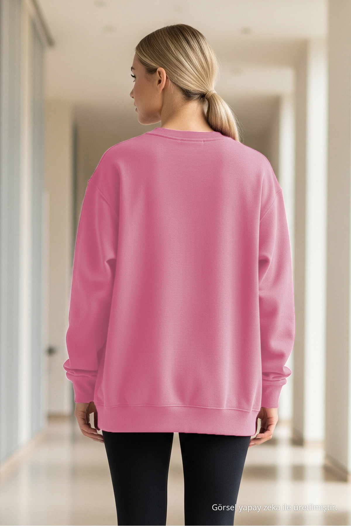 Kadın Premium Salaş Kışlık 3 Lü Sweatshirt GRİ 7