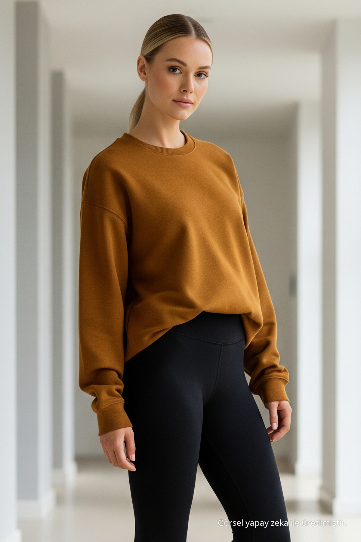 Kadın Premium Salaş Kışlık 3 Lü Sweatshirt KARAMEL 3