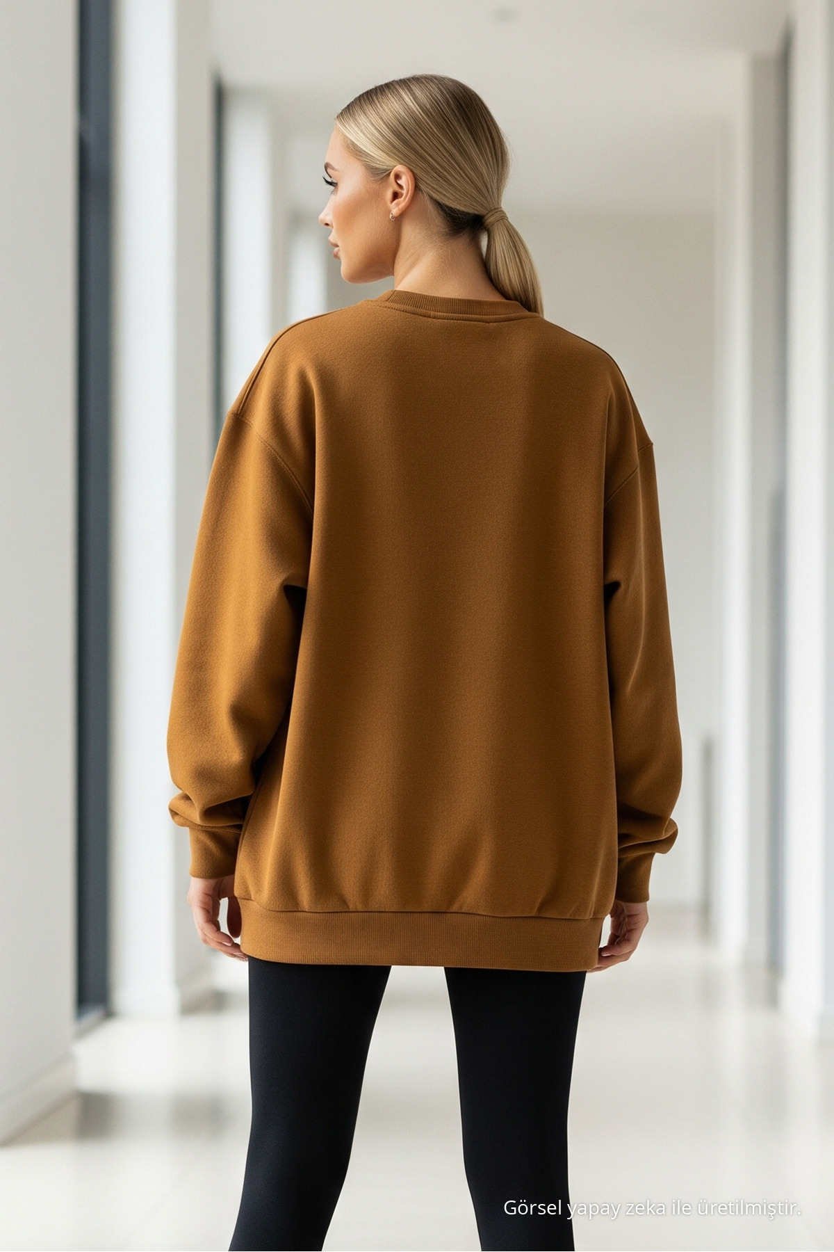 Kadın Premium Salaş Kışlık 3 Lü Sweatshirt YEŞİL 6