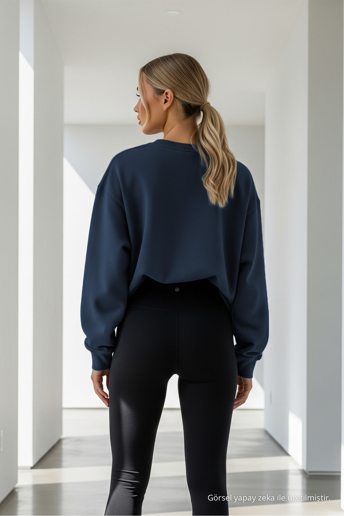 Kadın Bisiklet Yaka Oversize 3 Lü Sweatshirt Füme 5