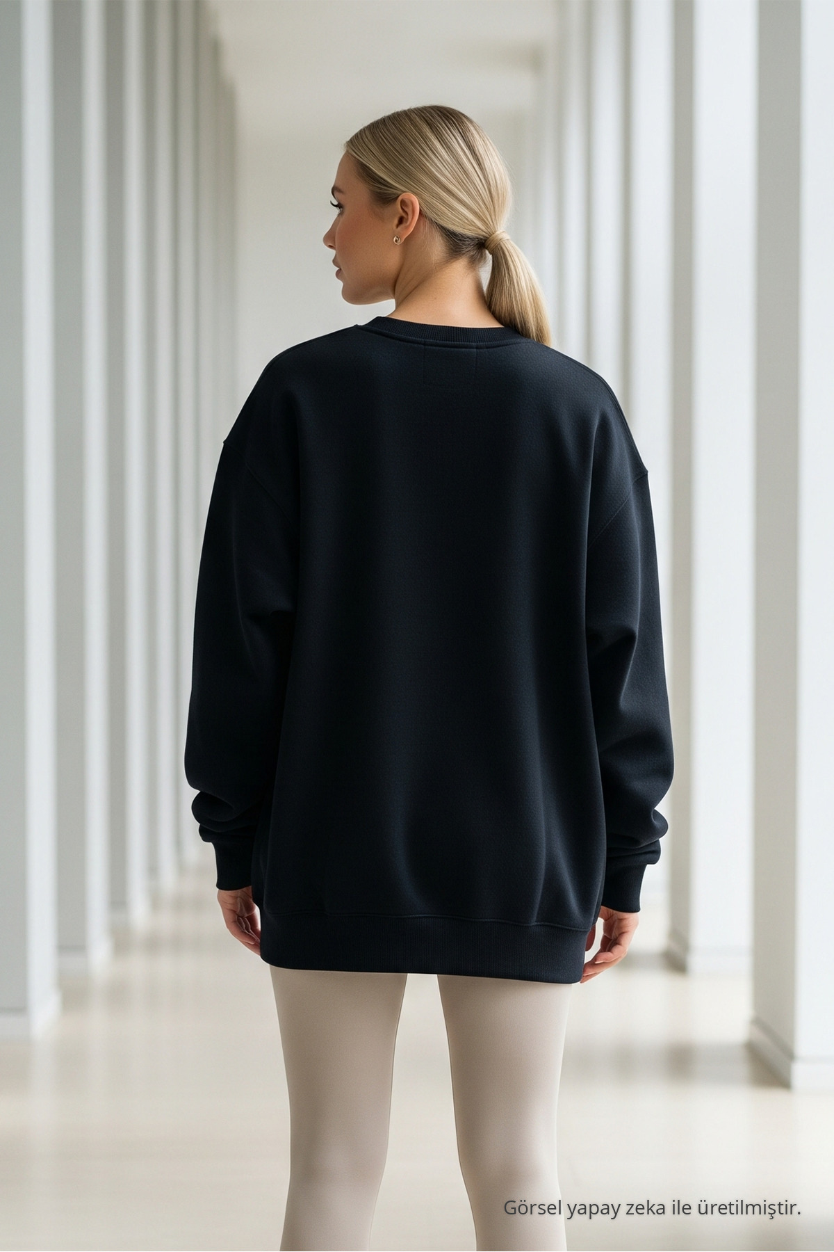 Kadın Bisiklet Yaka Oversize 3 Lü Sweatshirt PETROL 6