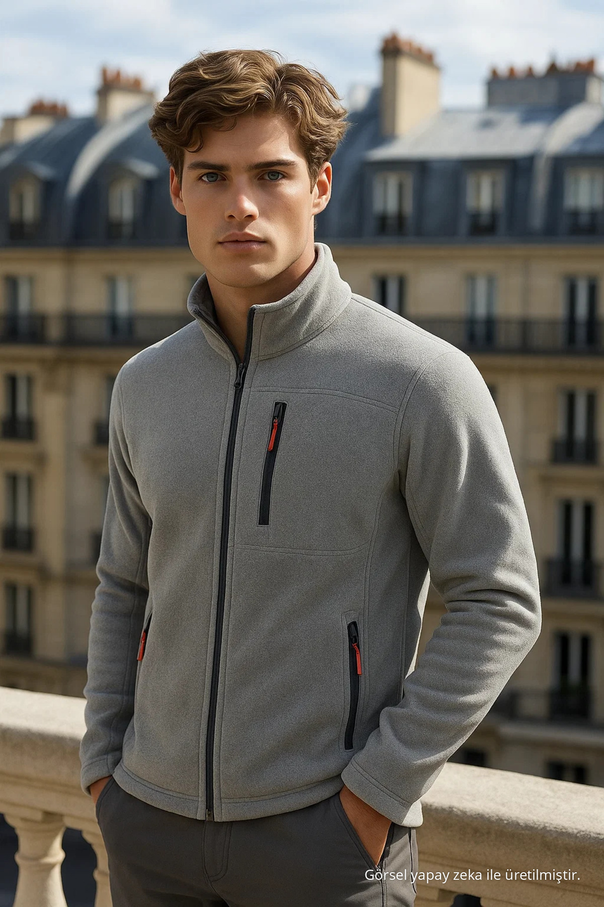 Erkek Fermuarlı Salaş GRİ 3 Lü Sweatshirt 4