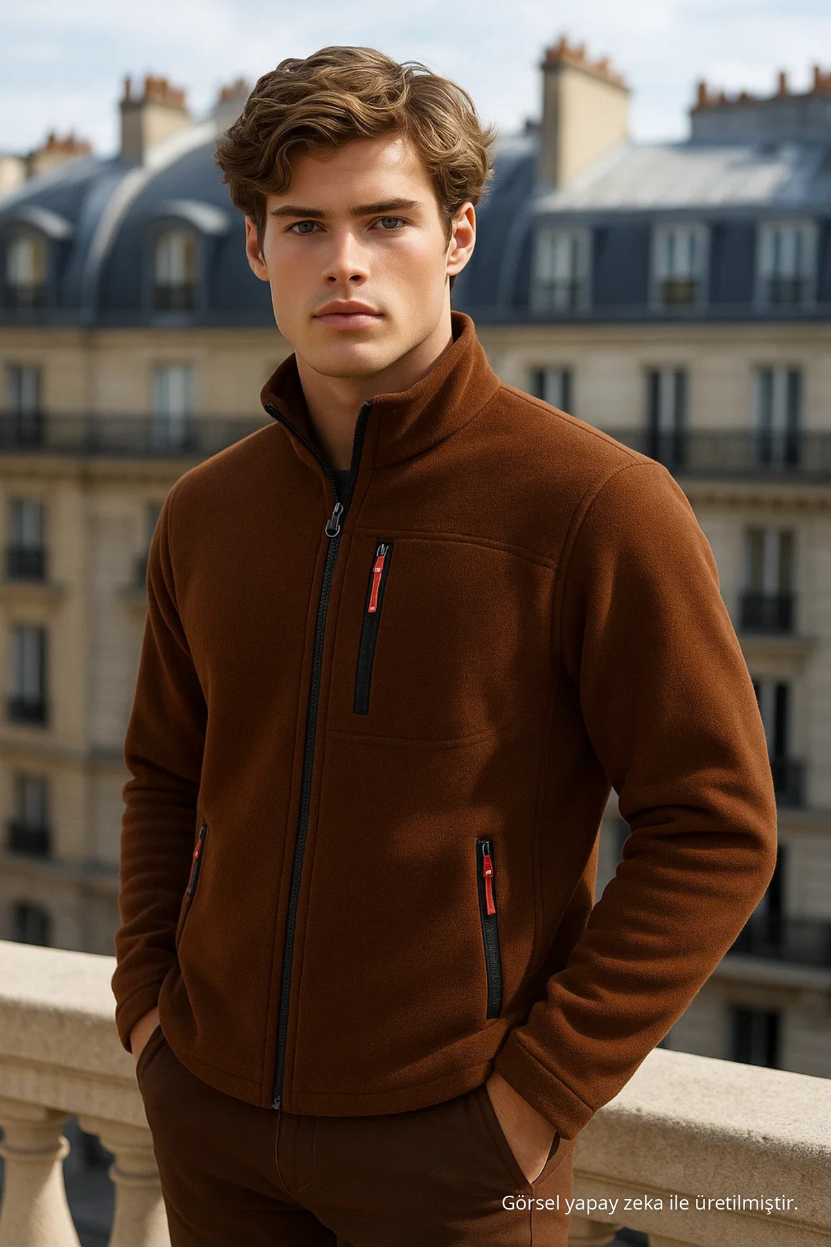 Erkek Kışlık Fermuarlı Rahat 3 Lü Sweatshirt YEŞİL 4