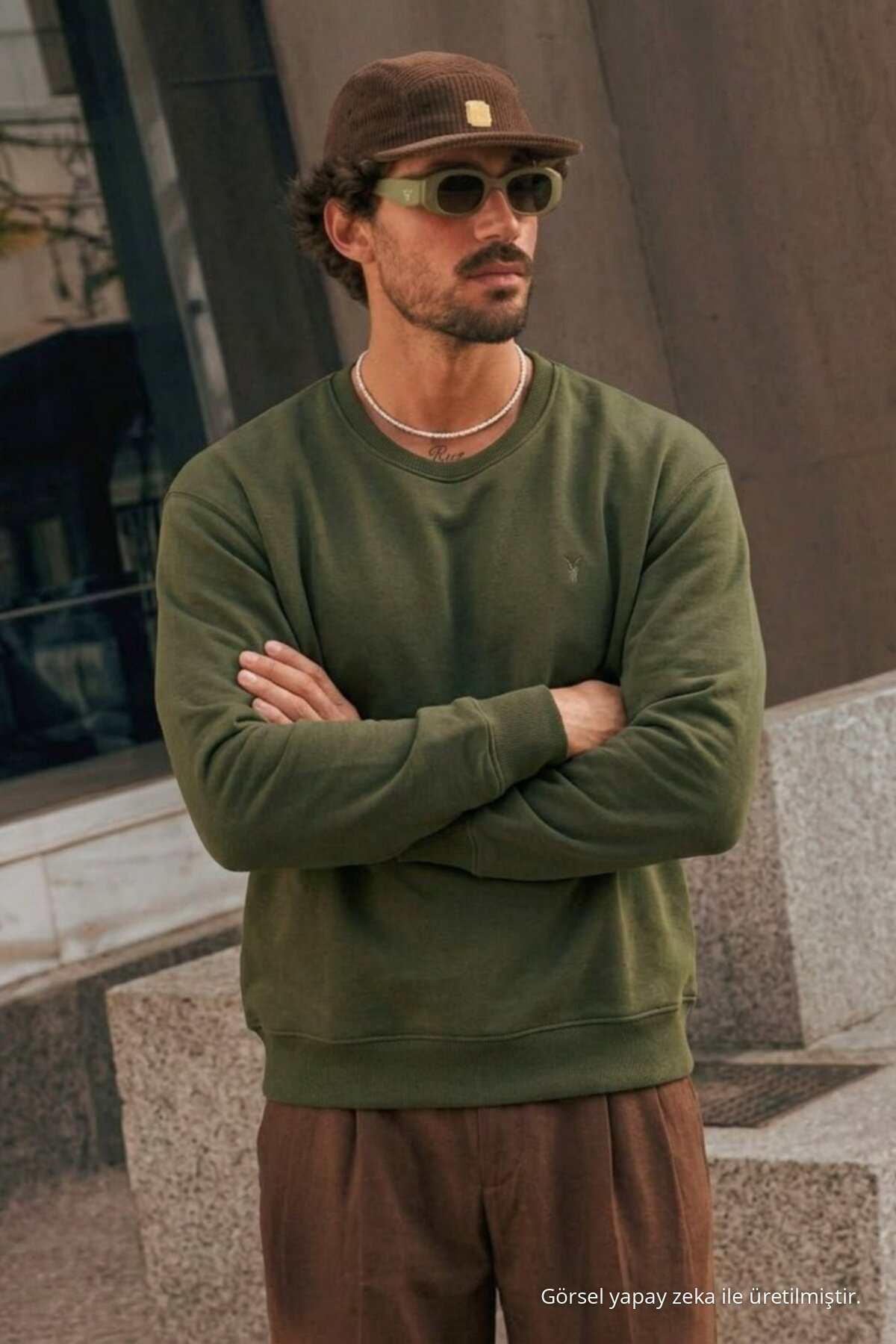 Erkek Premium Nakışlı Rahat 3 Lü Sweatshirt BORDO 5
