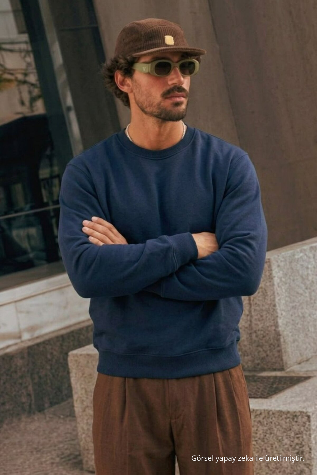 Erkek Premium Nakışlı Rahat 3 Lü Sweatshirt FÜME 5