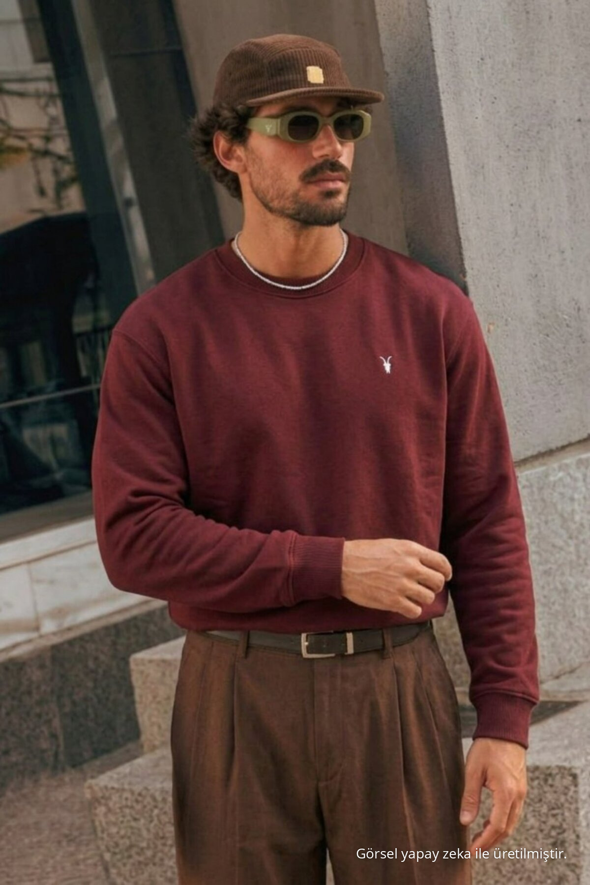 Erkek Premium Nakışlı Rahat 3 Lü Sweatshirt PEMBE 3