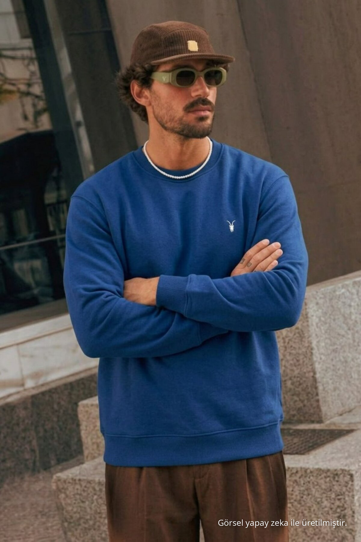 Erkek Premium Nakışlı Rahat 3 Lü Sweatshirt YEŞİL 5