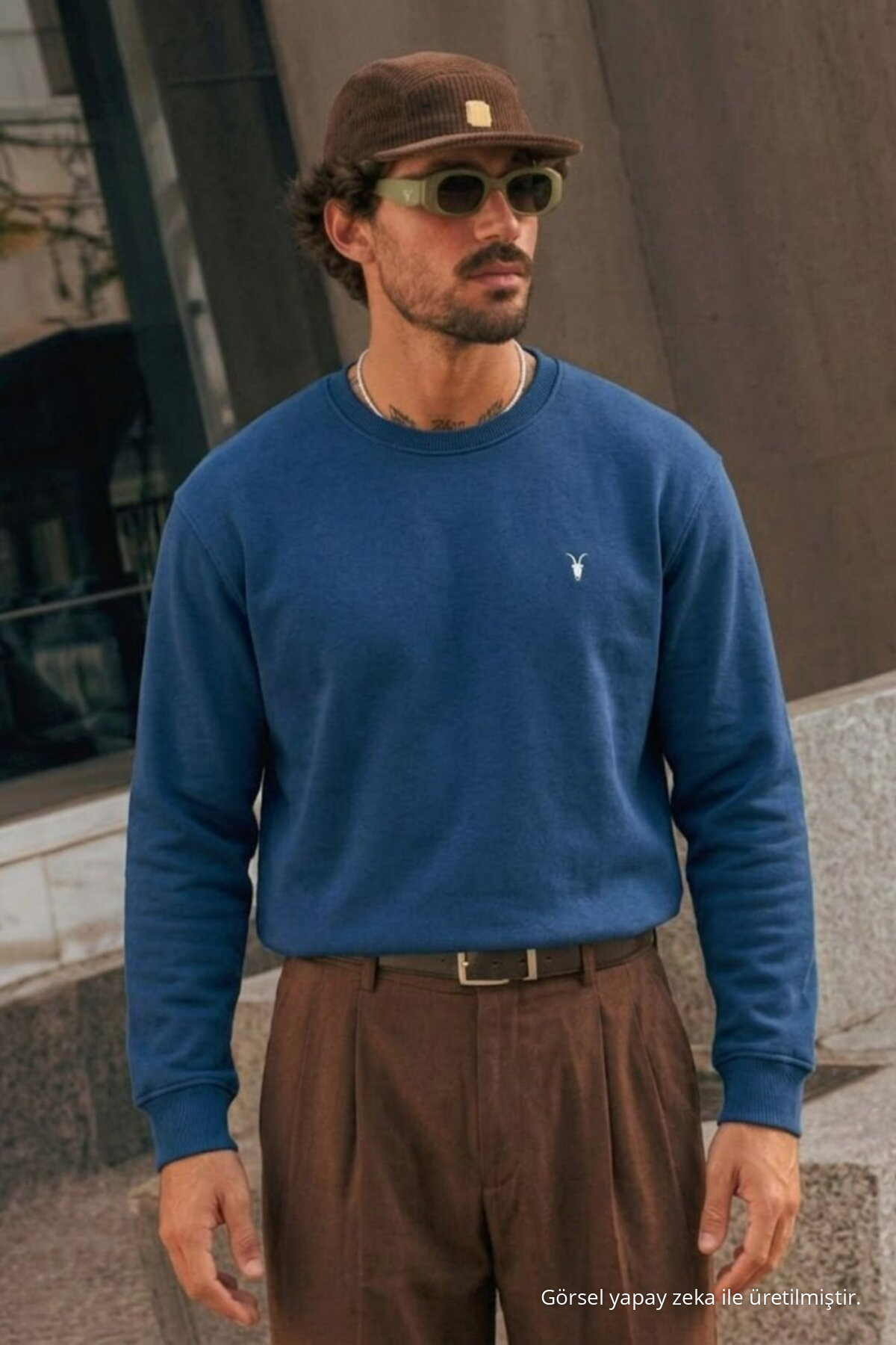 Erkek Premium Nakışlı Rahat 3 Lü Sweatshirt YEŞİL 4