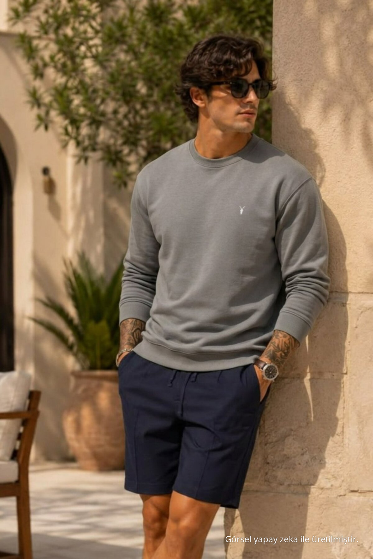 Erkek Casual Comfort Fit 3 Lü Sweatshirt BEYAZ 6