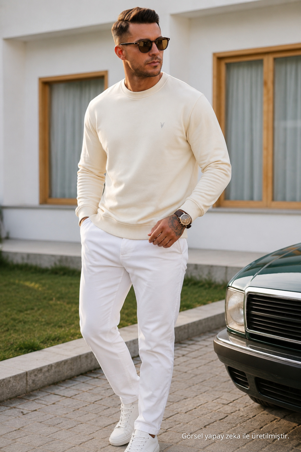 Erkek Uzun Kol Trend Bol 3 Lü Sweatshirt KARAMEL 5