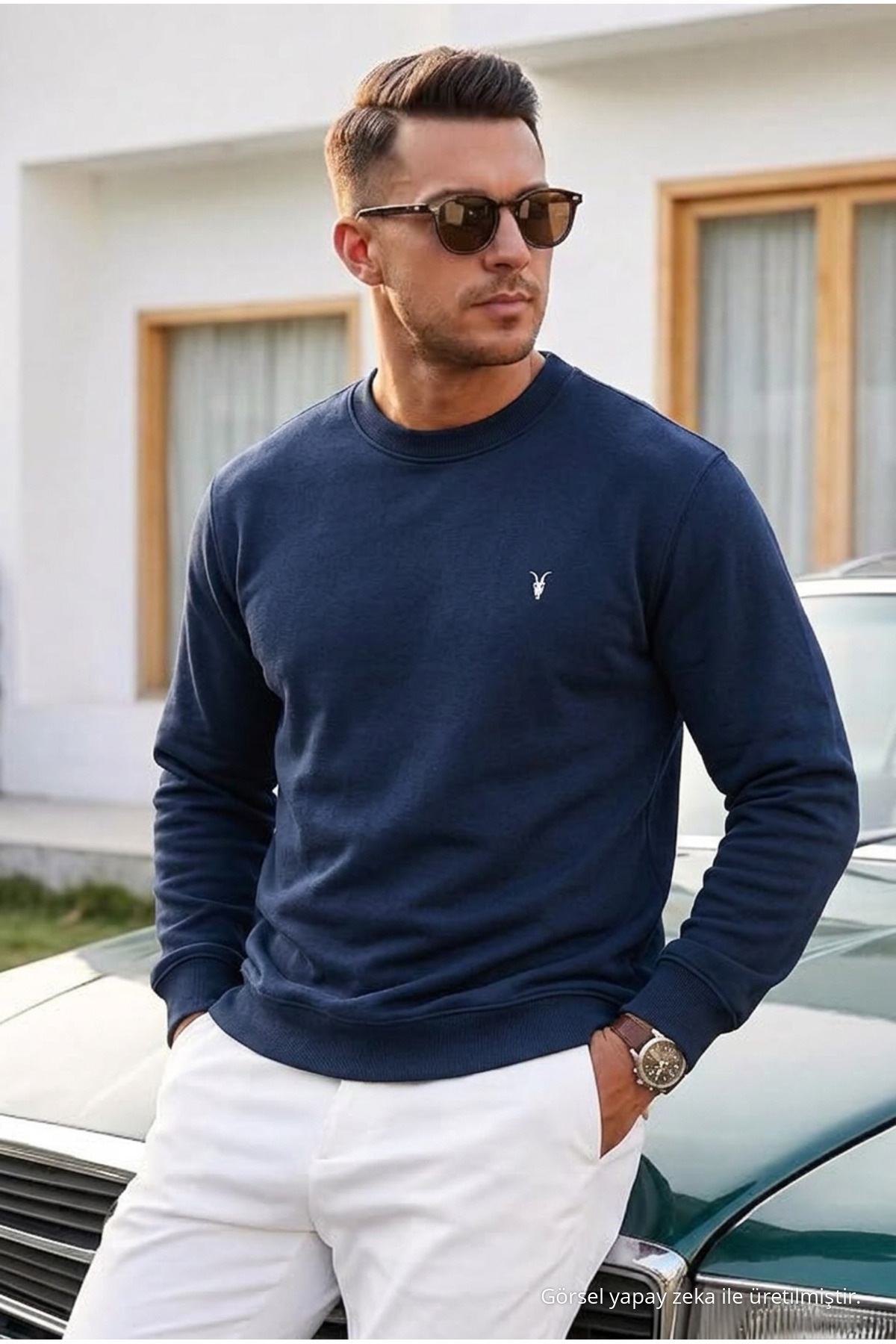 Erkek Uzun Kol Trend Bol 3 Lü Sweatshirt Krem 4