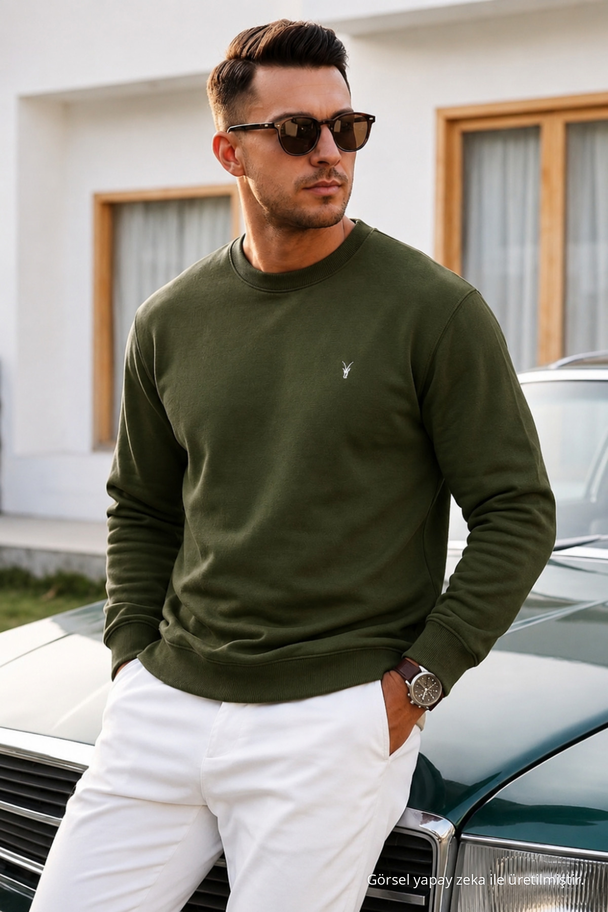 Erkek Uzun Kol Trend Bol 3 Lü Sweatshirt MAVİ 4