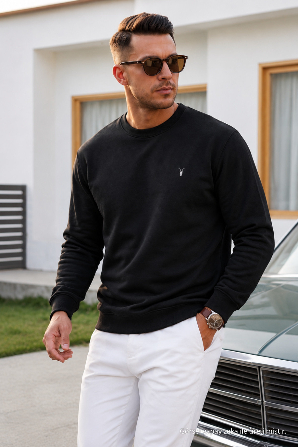 Erkek Uzun Kol Trend Bol 3 Lü Sweatshirt PEMBE 7