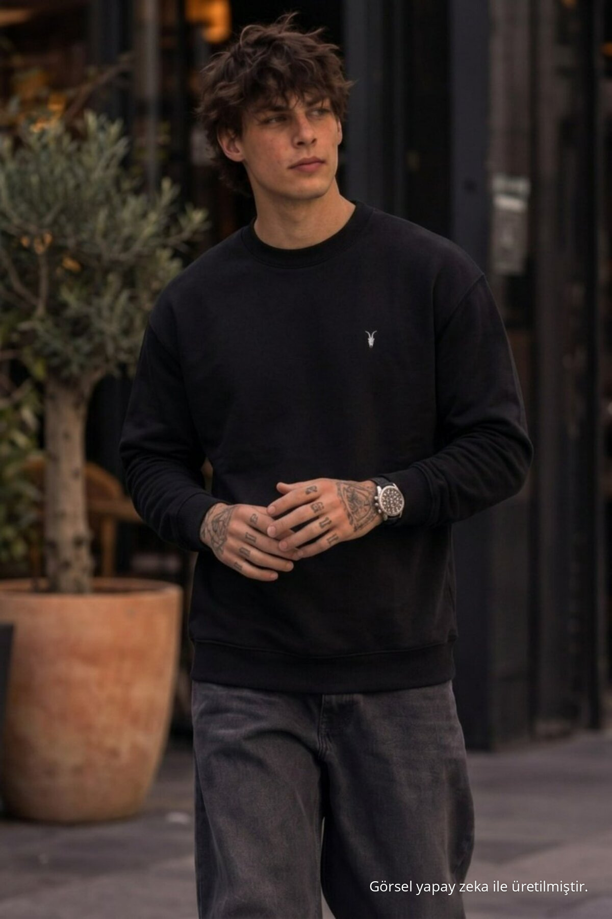 Erkek Basic Mevsimlik Bol 3 Lü Sweatshirt KARAMEL 6