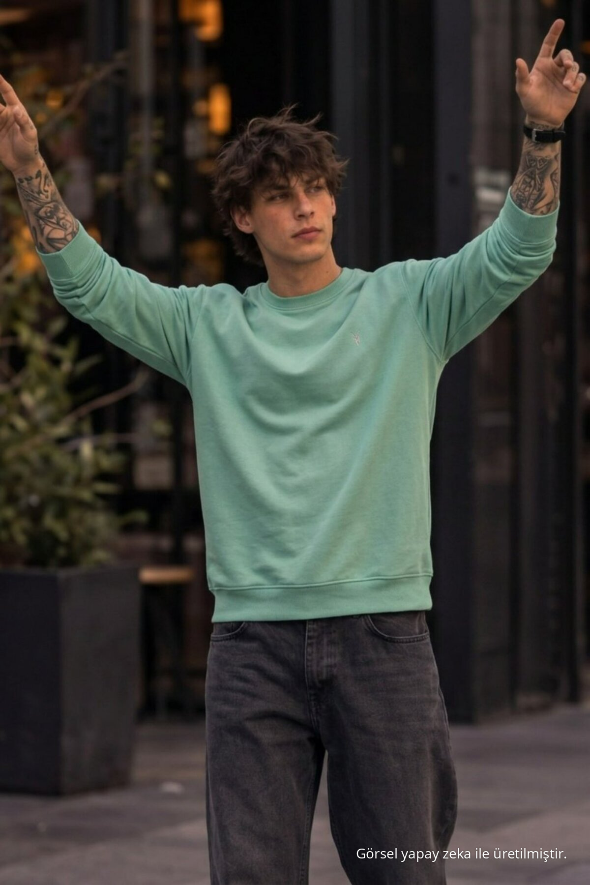 Erkek Basic Mevsimlik Bol 3 Lü Sweatshirt LACİVERT 3