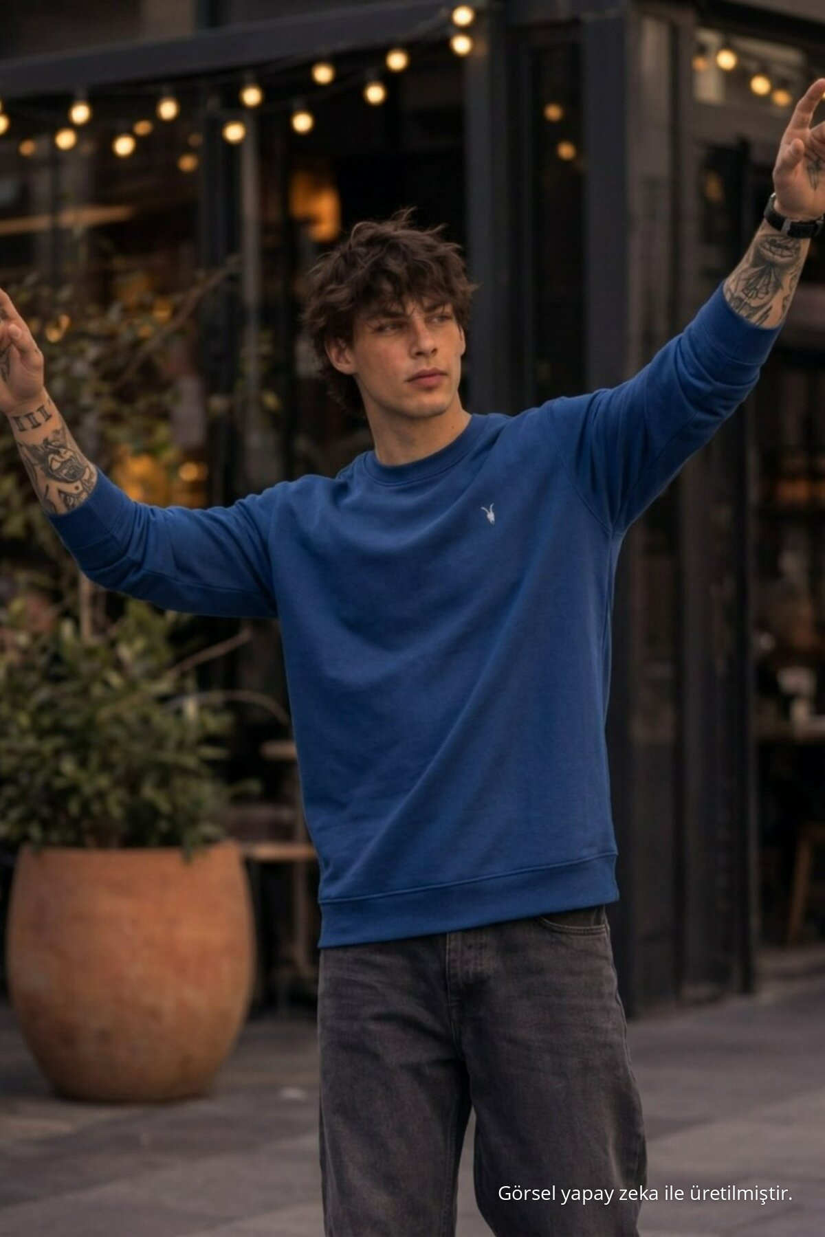 Erkek Basic Mevsimlik Bol 3 Lü Sweatshirt MAVİ 5