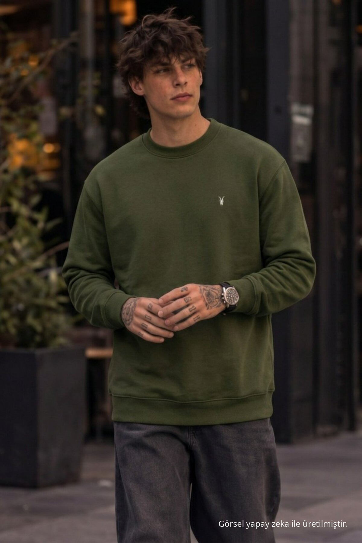 Erkek Basic Mevsimlik Bol 3 Lü Sweatshirt Siyah 4