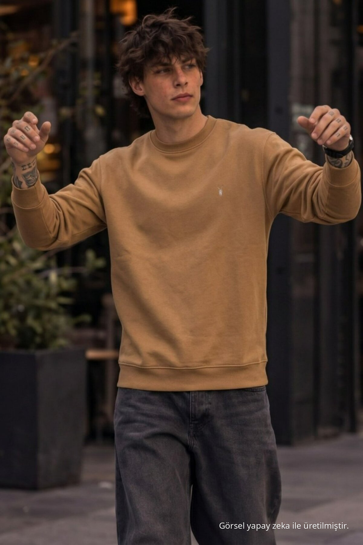 Erkek Basic Mevsimlik Bol 3 Lü Sweatshirt YEŞİL 5