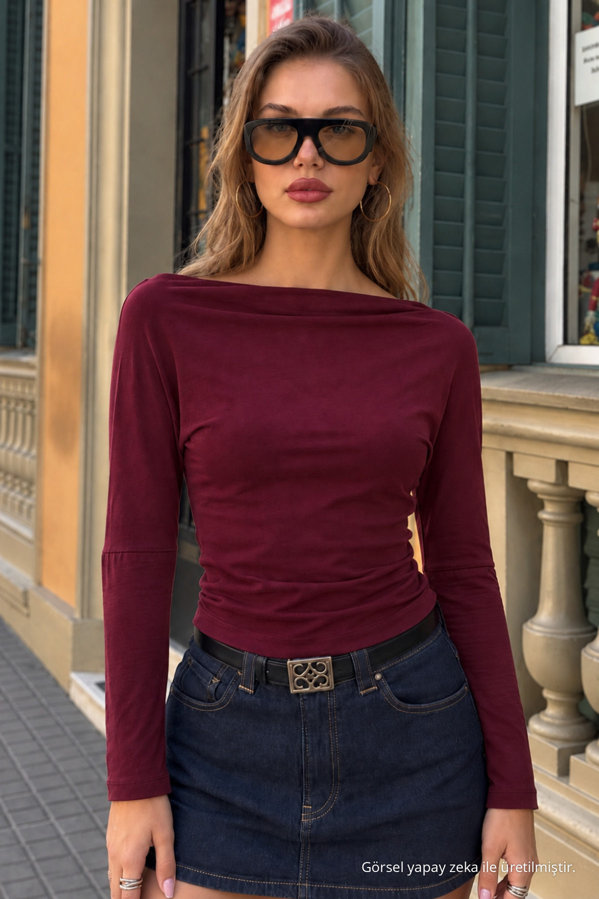 Kadın Kayık Yaka Basic Dar Bluz 3' Lü Bordo 4