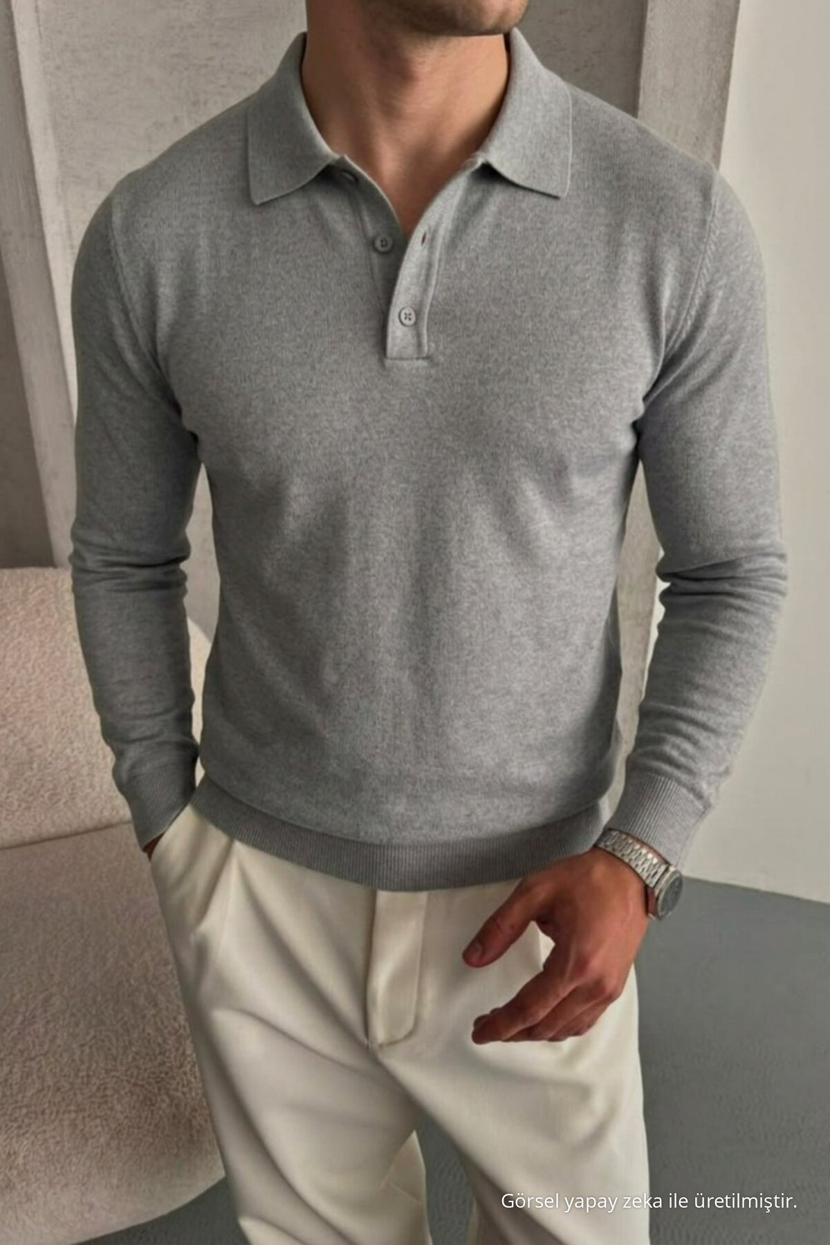 Erkek Straight Fit Kışlık 3 Lü Triko Kazak Haki 4