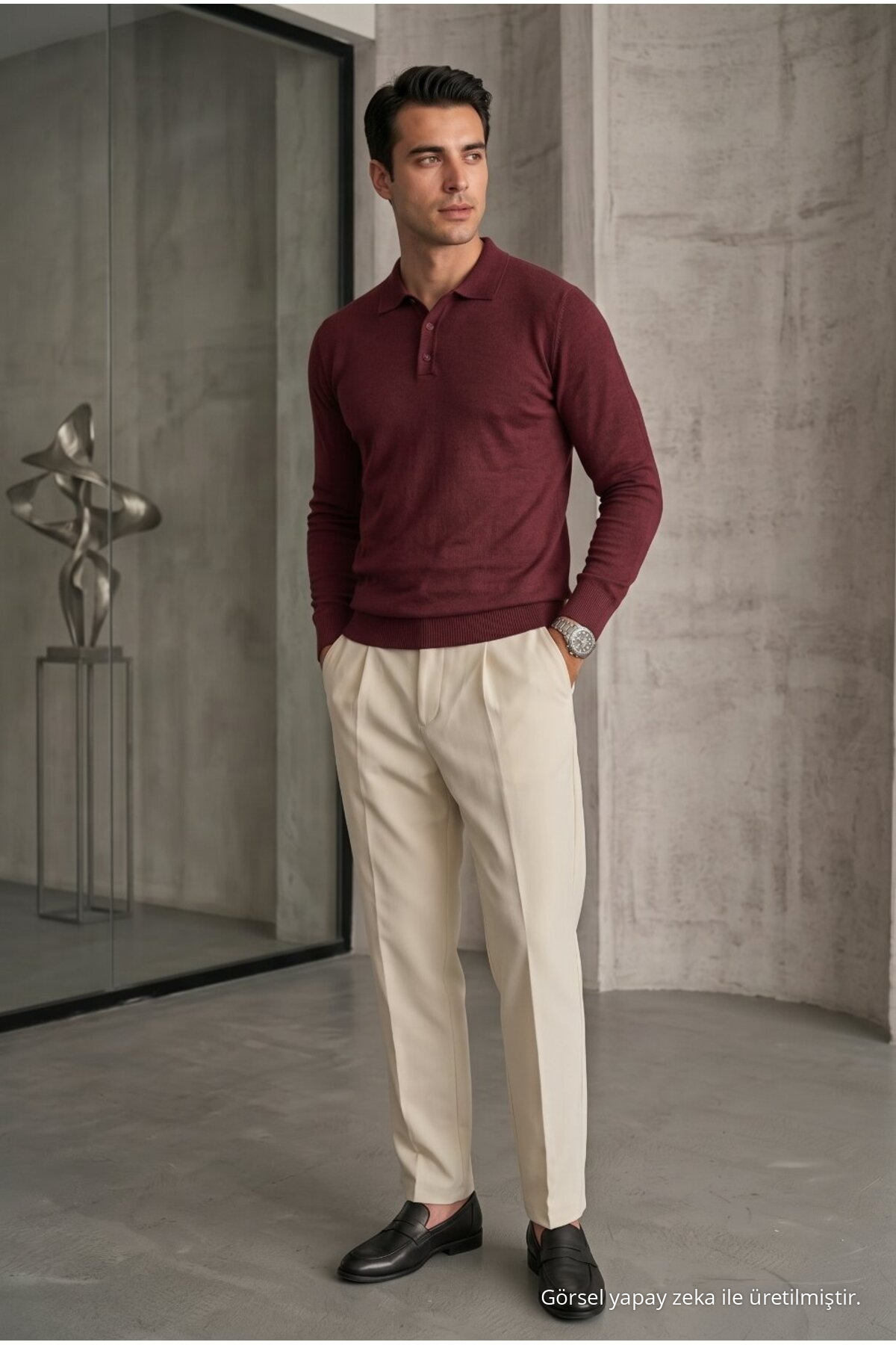 Erkek Straight Fit Kışlık 3 Lü Triko Kazak Haki 3