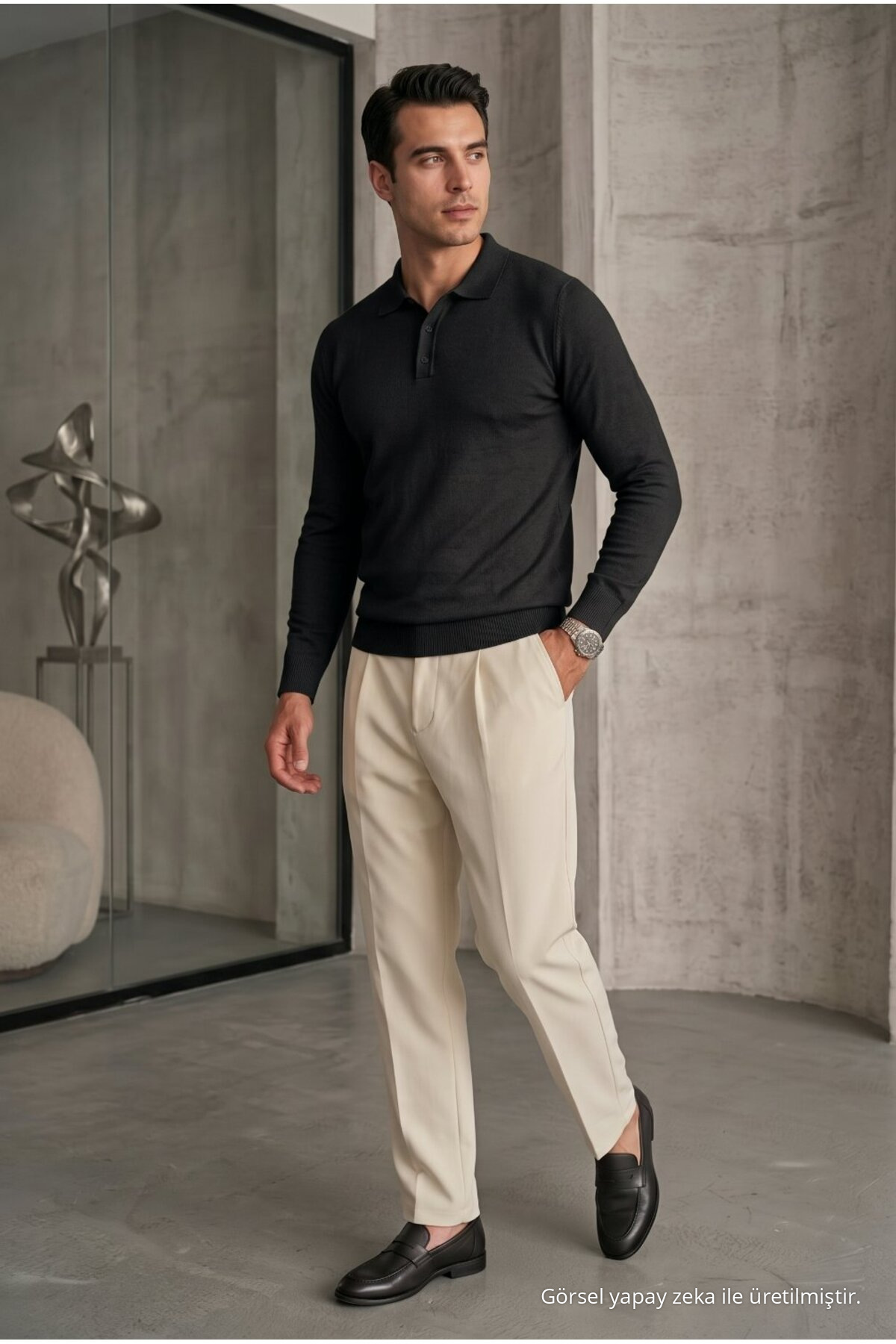 Erkek Straight Fit Kışlık 3 Lü Triko Kazak Haki 7