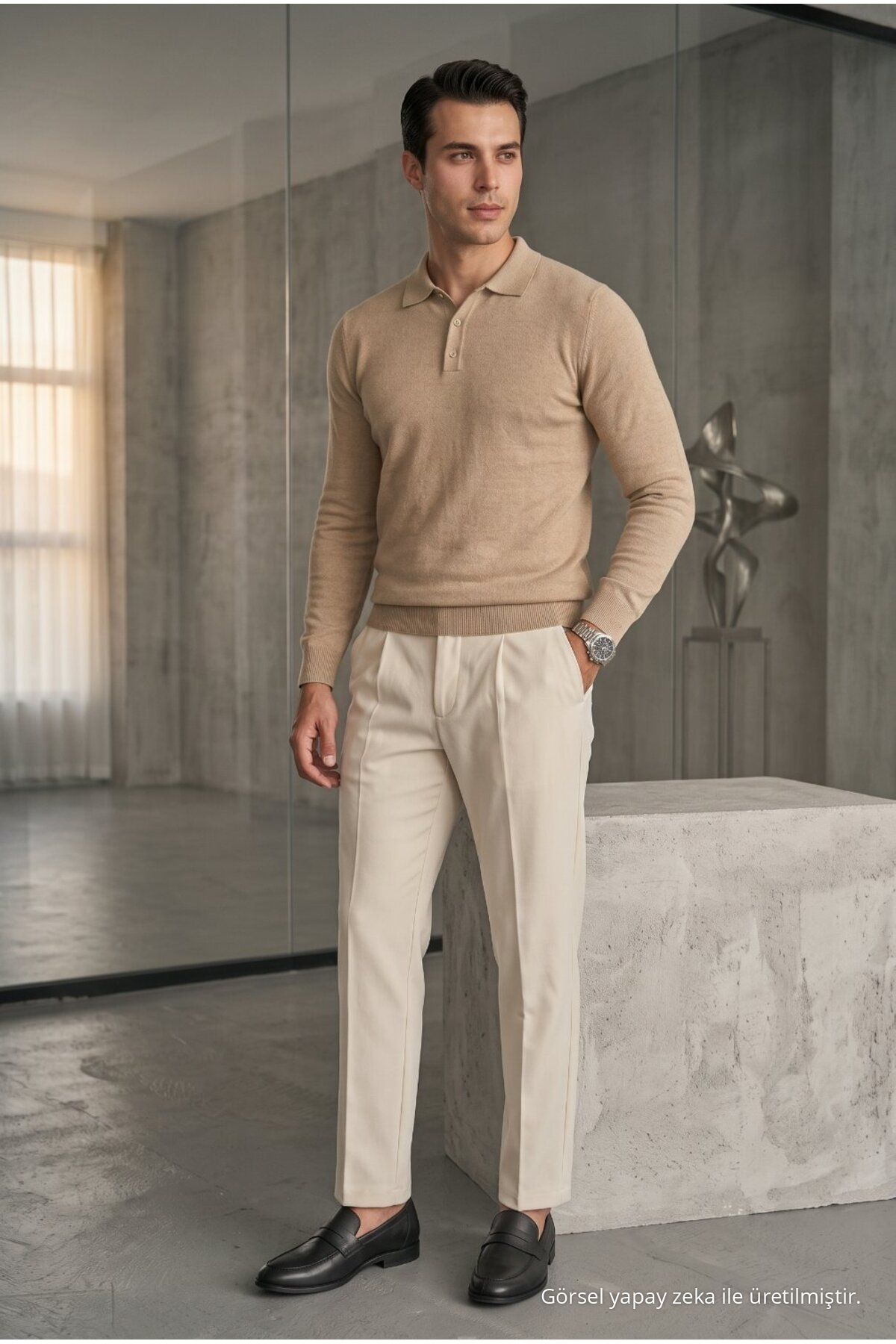 Erkek Straight Fit Kışlık 3 Lü Triko Kazak Mavi 5