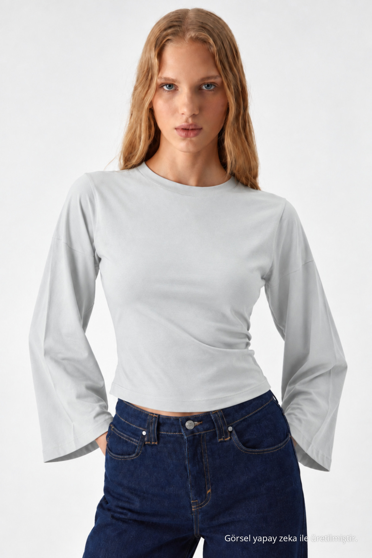 Kadın Uzun Yarasa Kollu 3 Lü Crop Bluz Çok Renkli 4