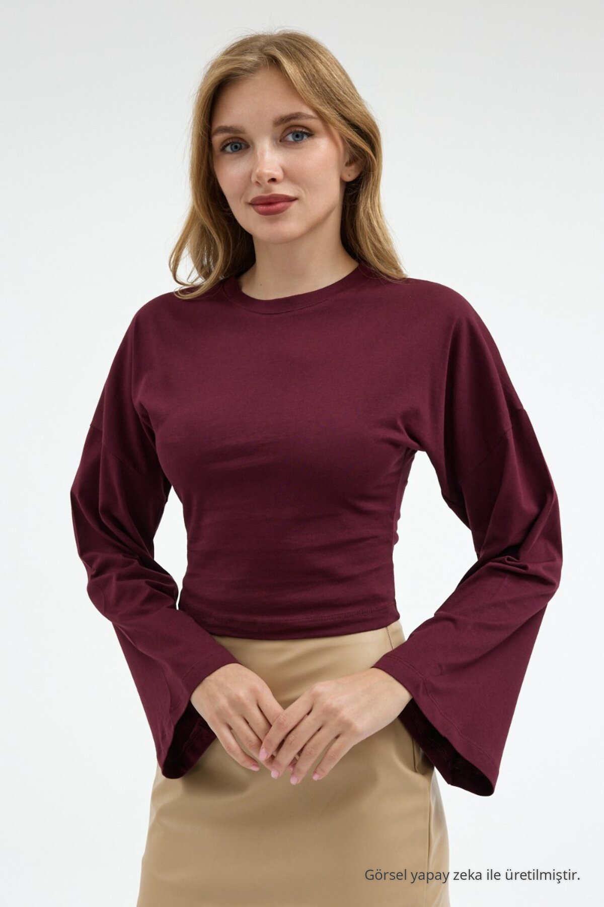 Kadın Bele Oturan Casual 3 Lü Crop Bluz Siyah 4