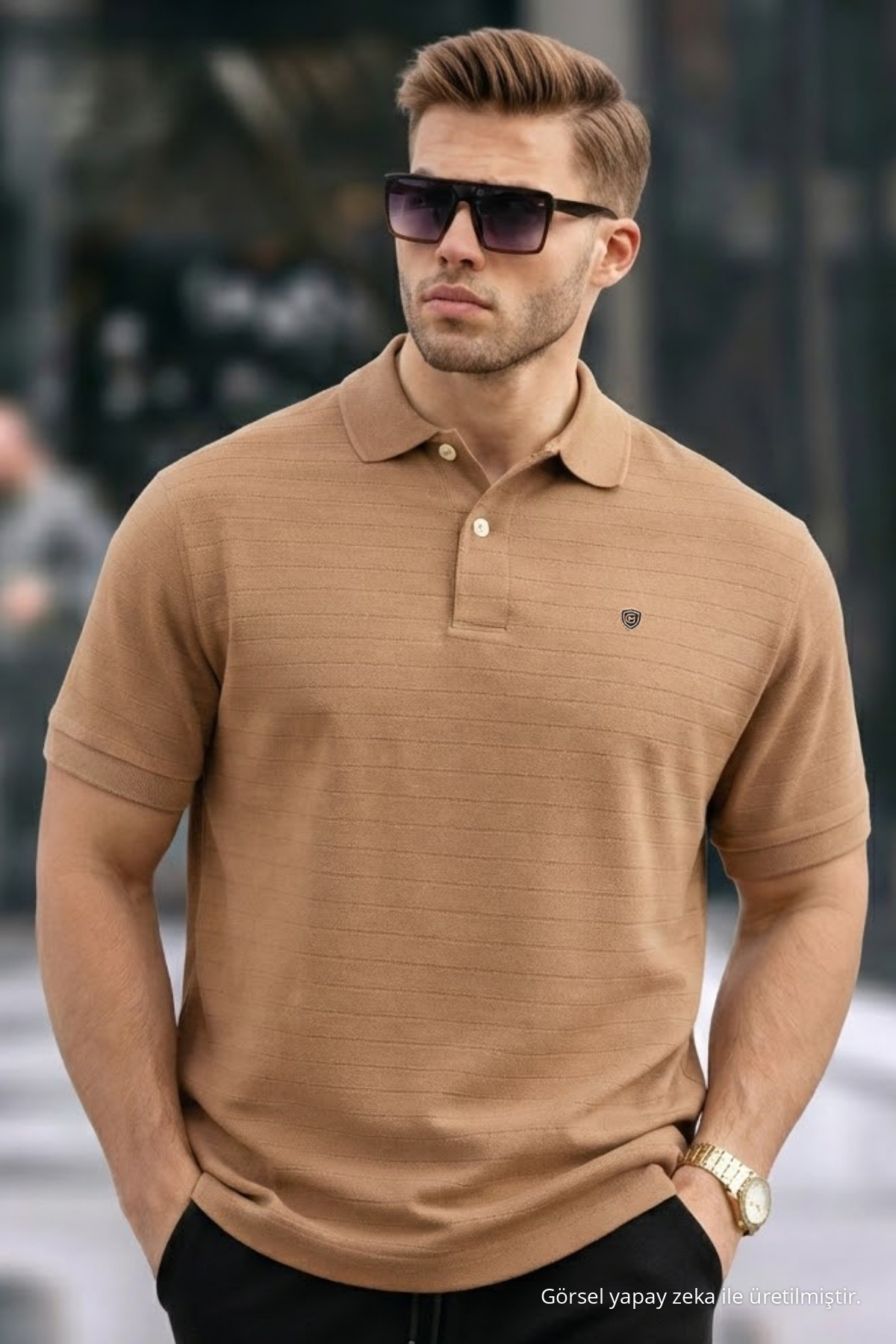 Erkek Günlük Trend Bol 3 Lü Polo Yaka Tişört Çağla 3