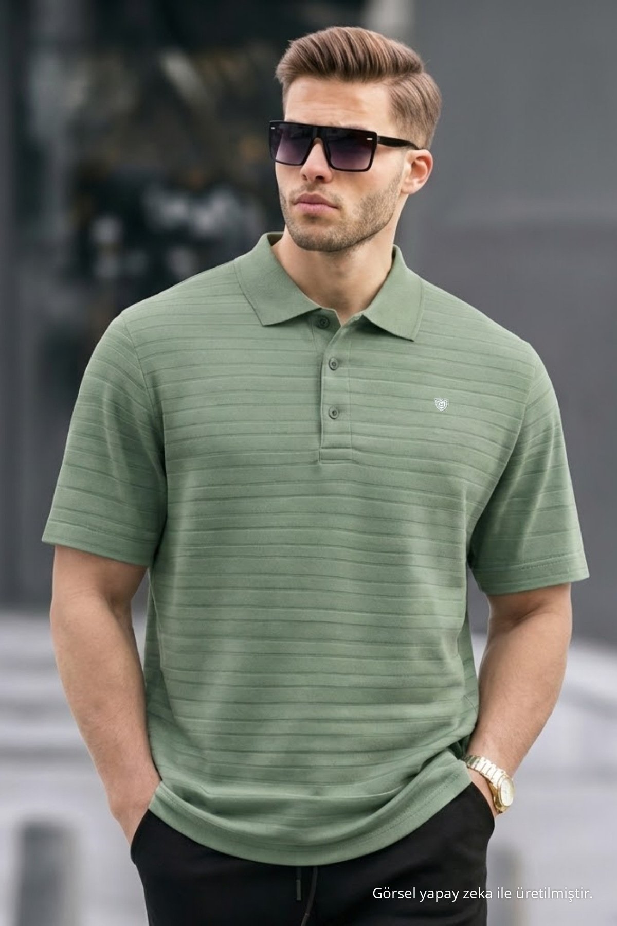 Erkek Günlük Trend Bol 3 Lü Polo Yaka Tişört Pembe 3