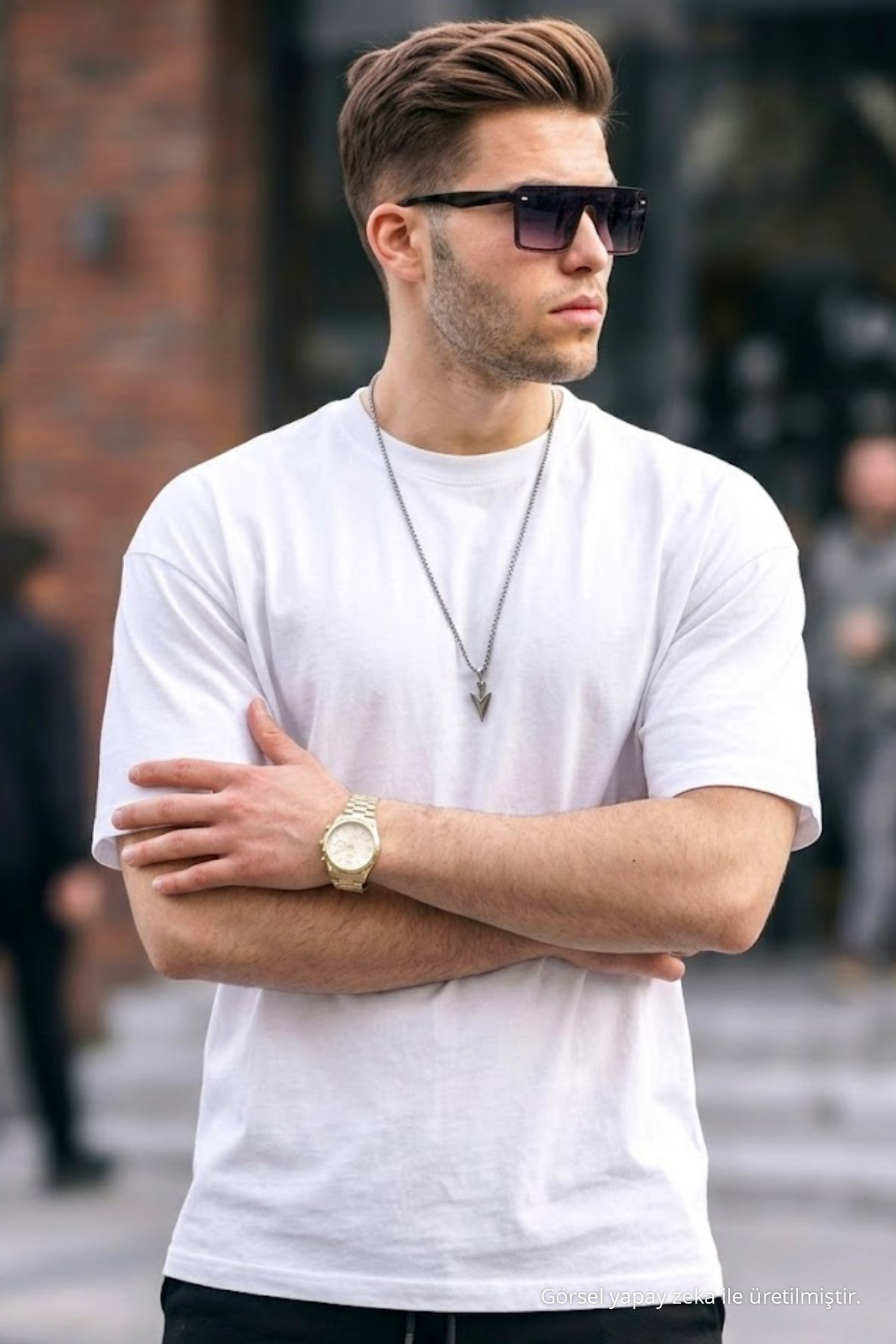 Erkek Basic Kısa Kollu Oversize 3 Lü Tişört BEJ 6