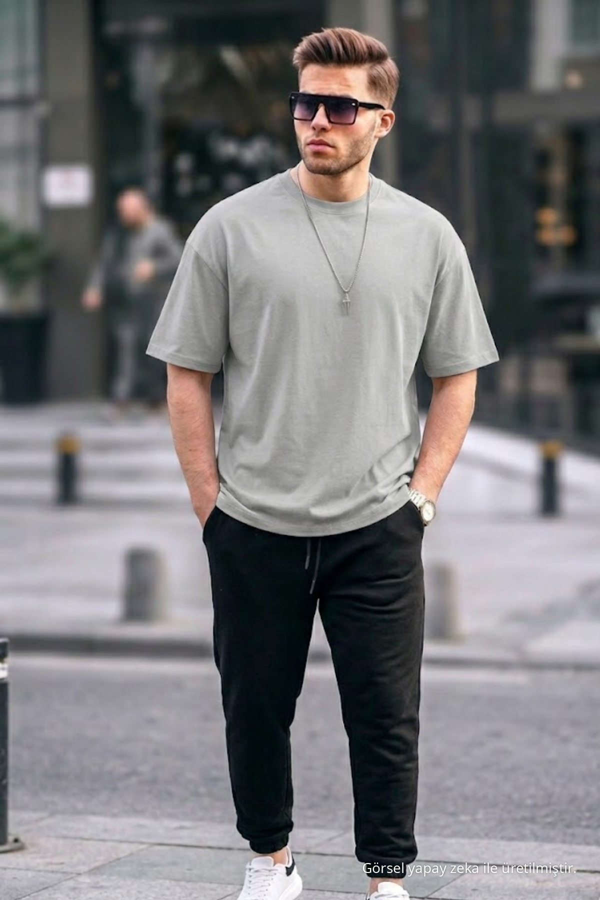 Erkek Basic Kısa Kollu Oversize 3 Lü Tişört Kahverengi 4