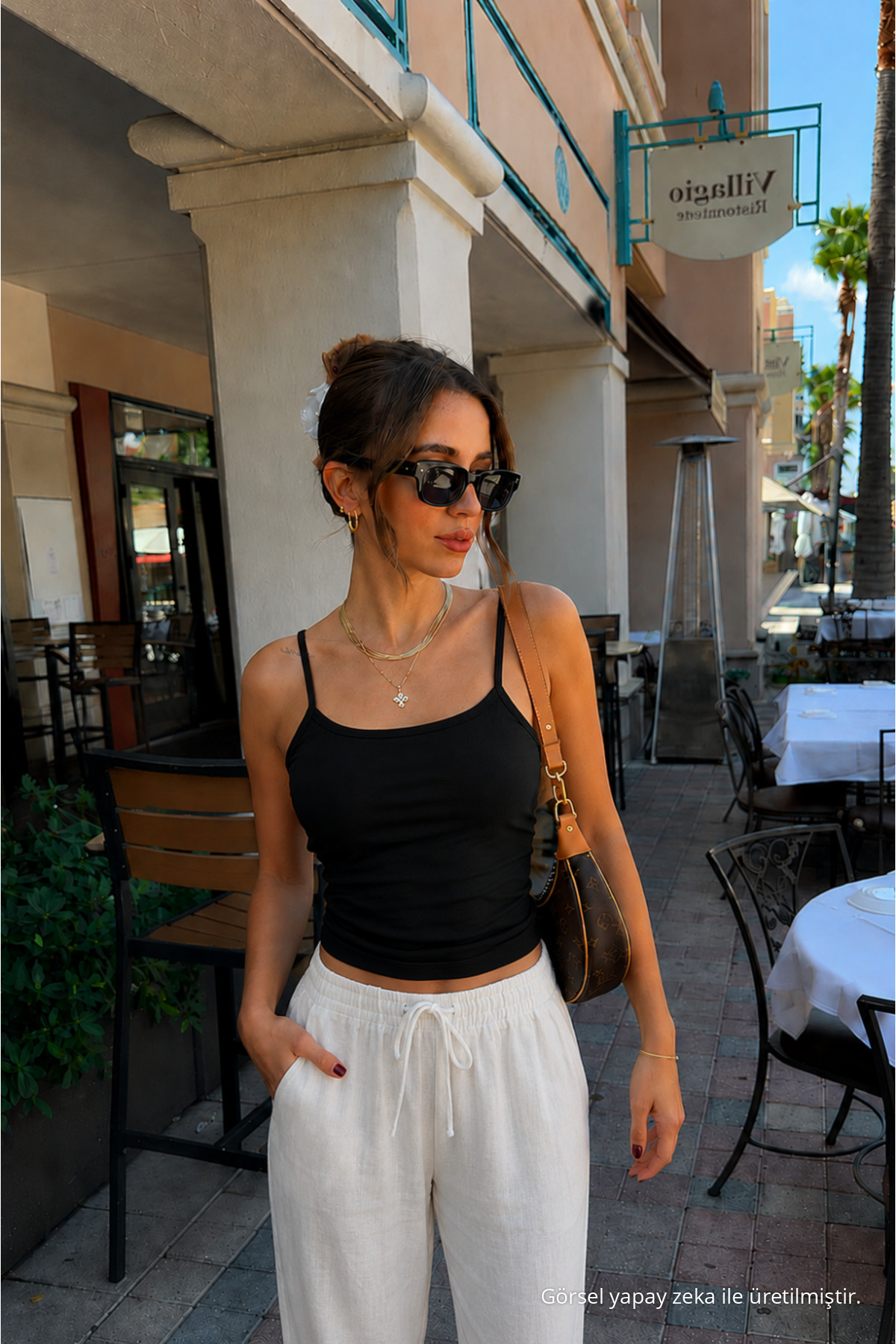 Kadın Basic İnce Askılı Dar 3 Lü Crop Bluz Lacivert 4