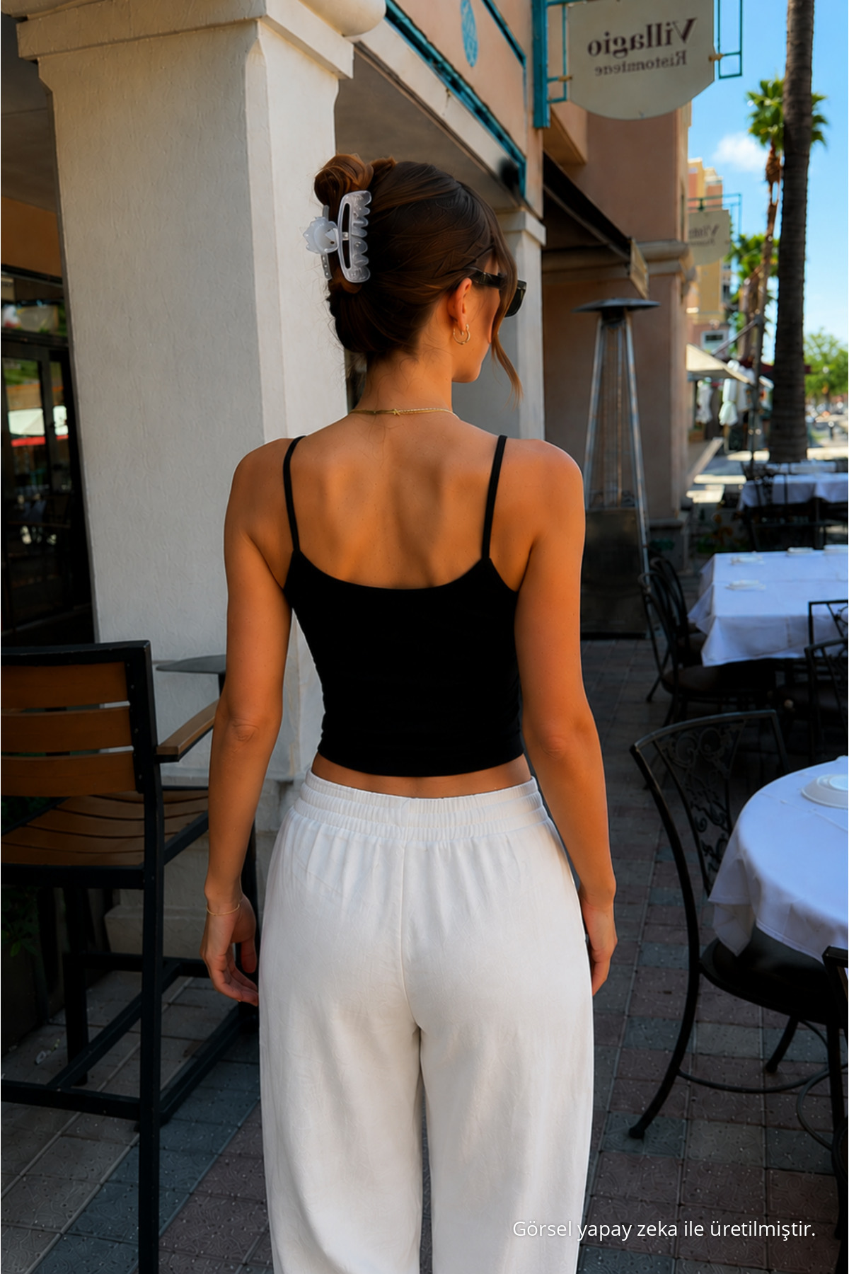 Kadın Basic İnce Askılı Dar 3 Lü Crop Bluz Lacivert 7
