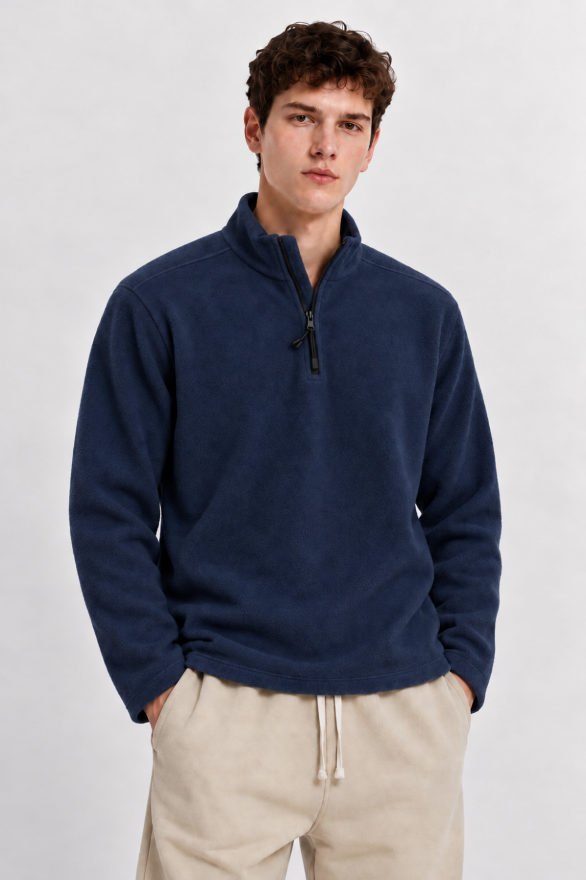Erkek Yarım Fermuarlı Bol 3' Lu Sweatshirt ÇAĞLA 4