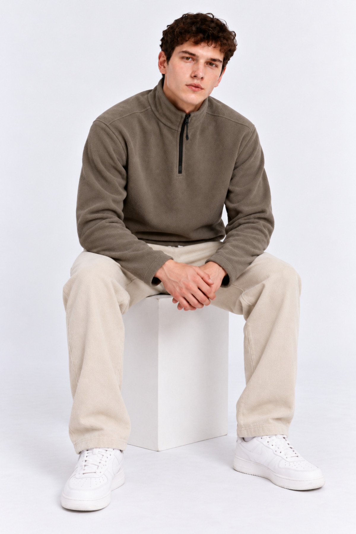 Erkek Yarım Fermuarlı Bol 3' Lu Sweatshirt ÇAĞLA 3