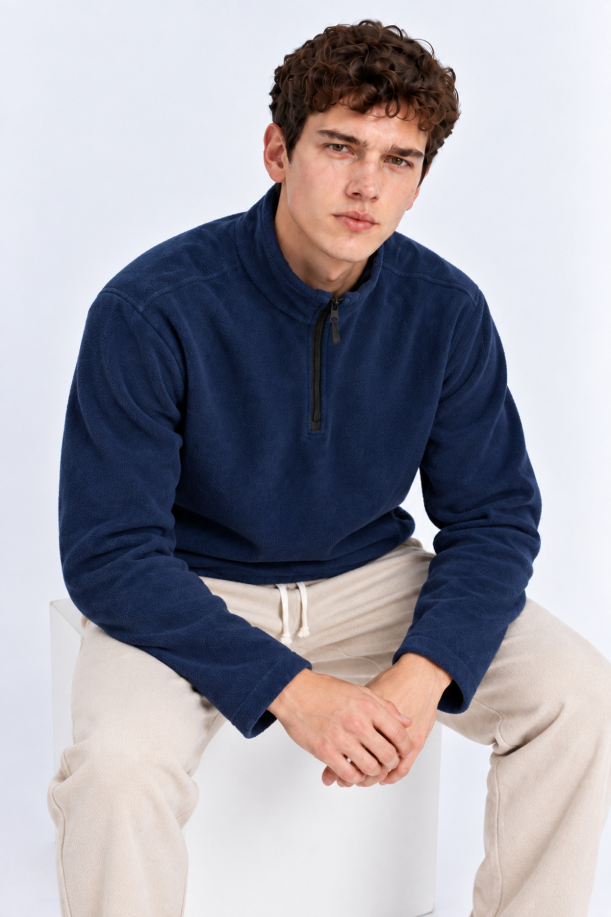 Erkek Yarım Fermuarlı Bol 3' Lu Sweatshirt ÇAĞLA 5