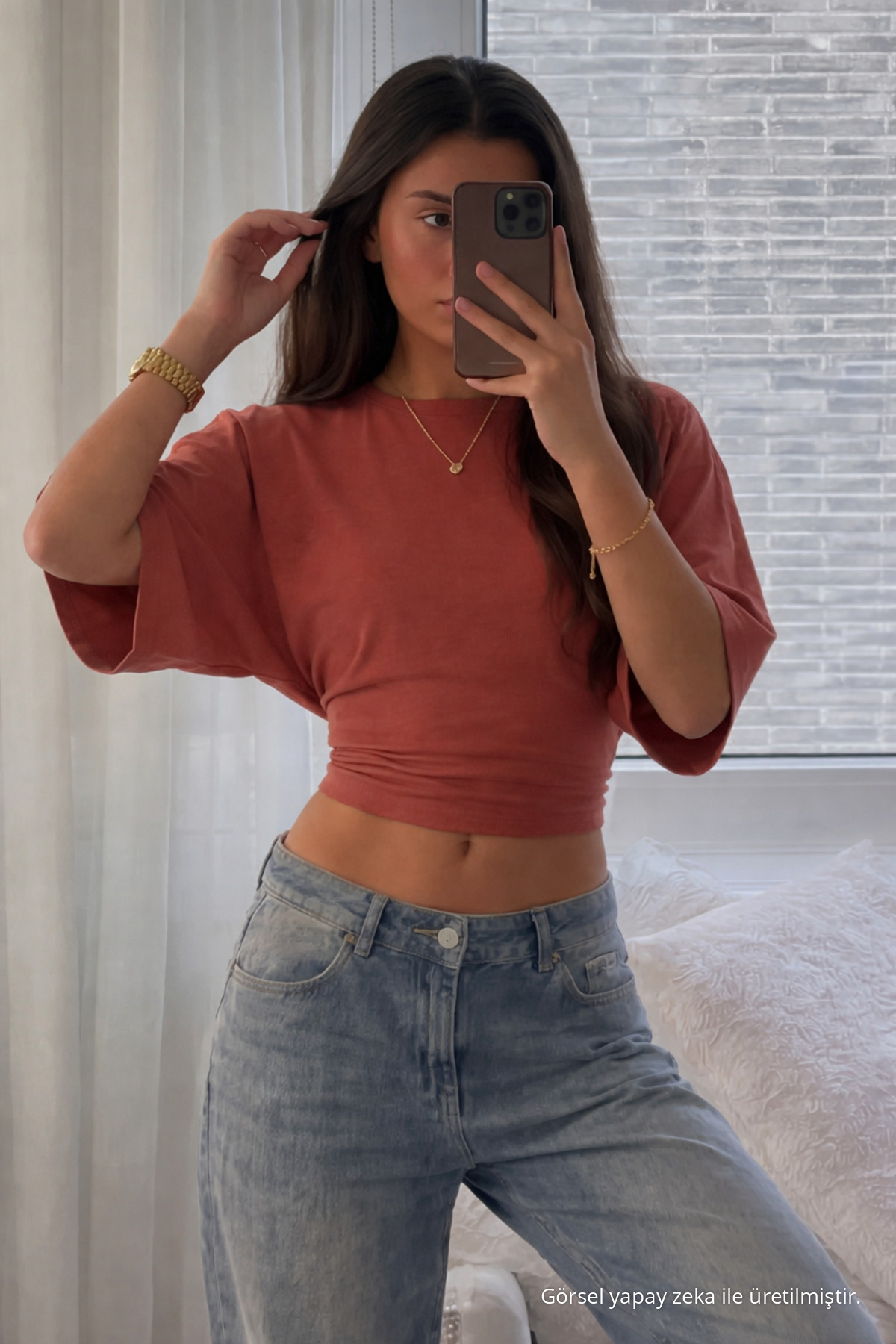 Kadın Bisiklet Yaka Basic 3 Lü Crop Bluz Siyah 4