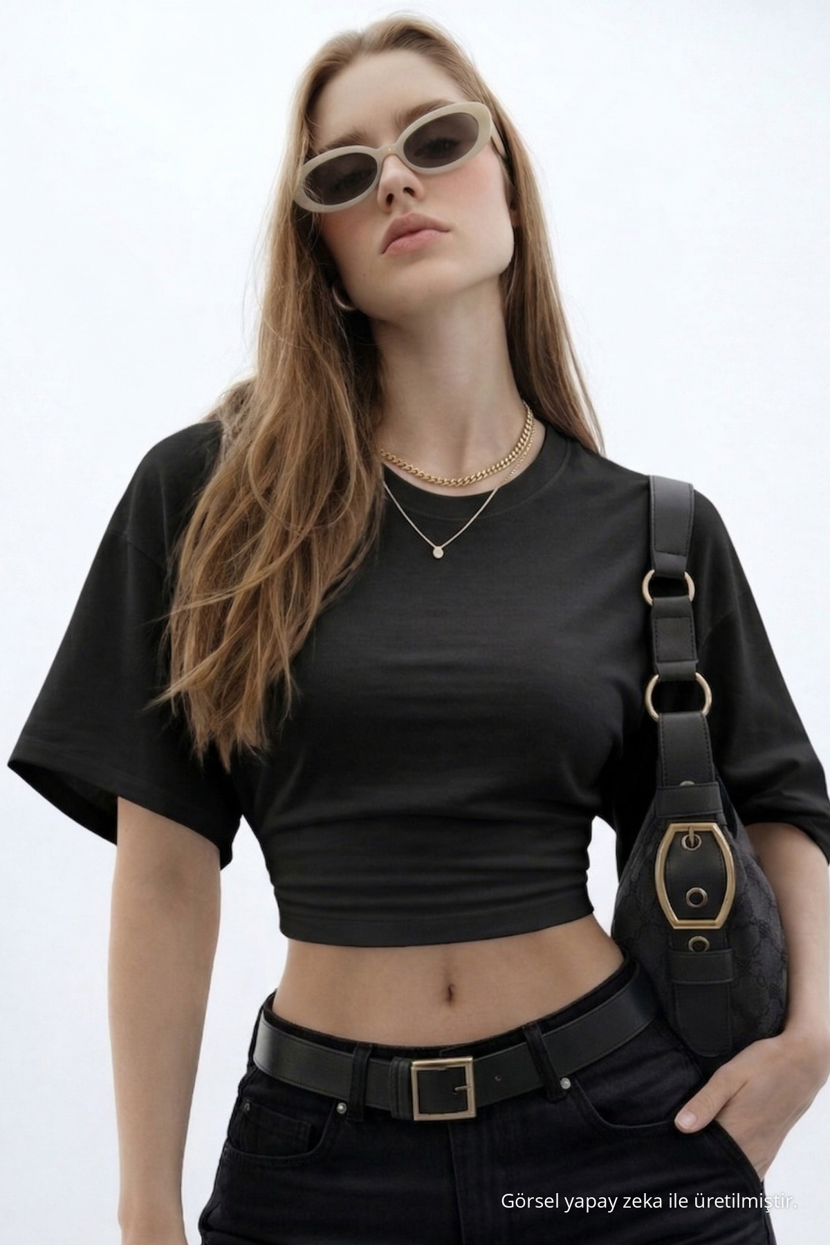 Kadın Günlük Yarasa Kollu 3 Lü Dar Crop Bluz Gri 4