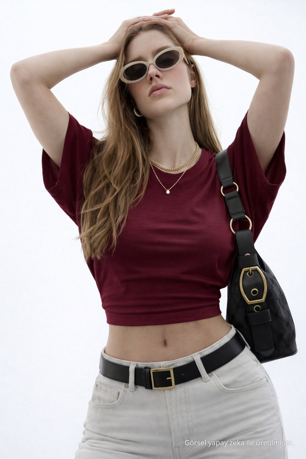 Kadın Günlük Yarasa Kollu 3 Lü Dar Crop Bluz Siyah 6
