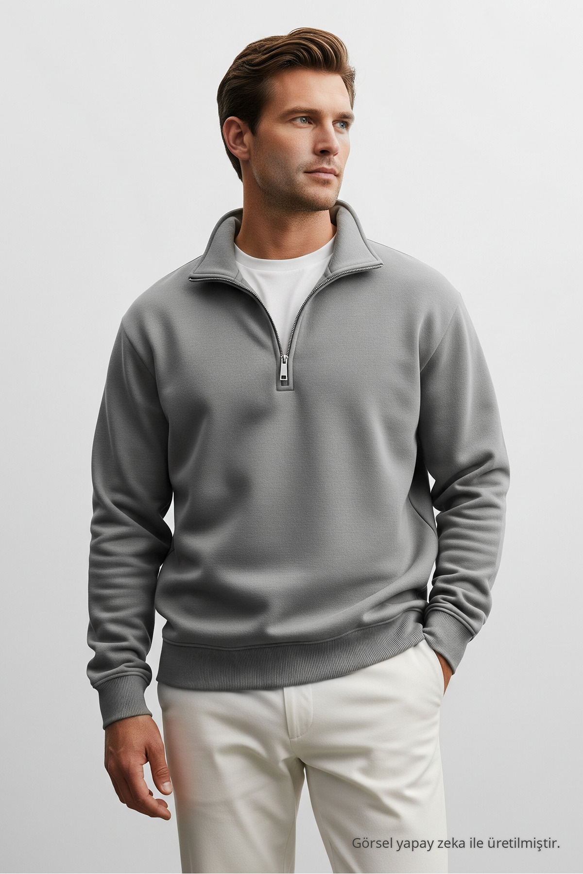 Erkek Kışlık Yarım Fermuarlı 3 Lü Sweatshirt ÇAĞLA 3