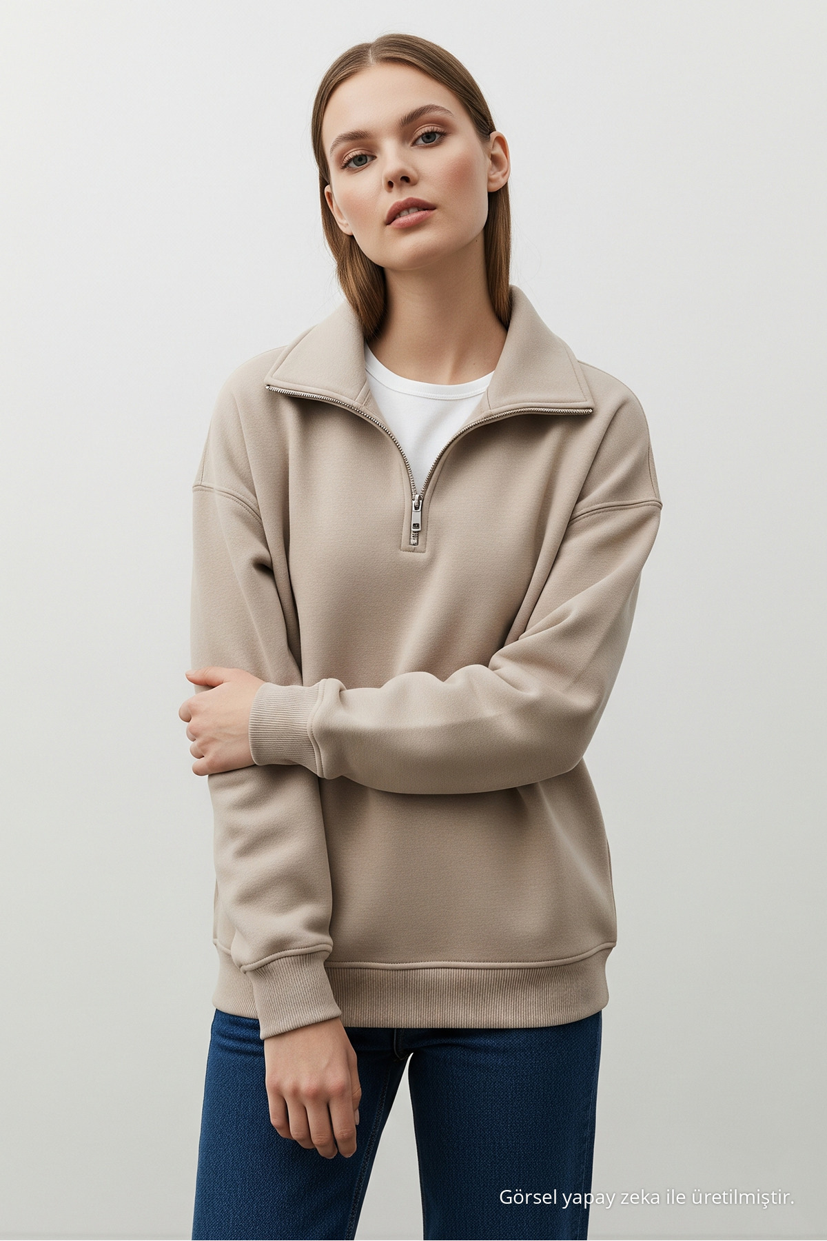 Erkek Kışlık Yarım Fermuarlı 3 Lü Sweatshirt GRİ 7