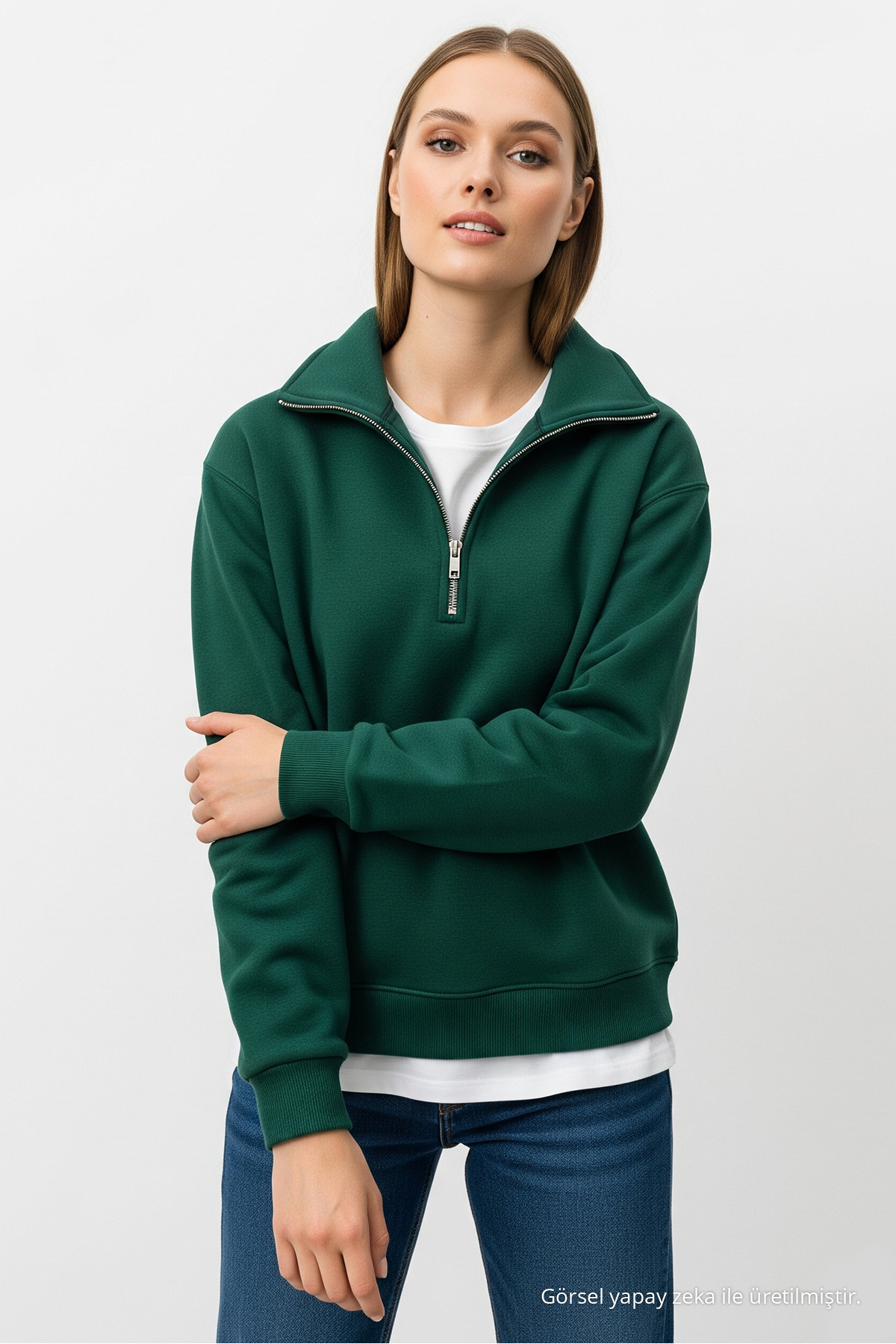 Erkek Salaş Yarım Fermuarlı 3 Lü Sweatshirt MAVİ 5