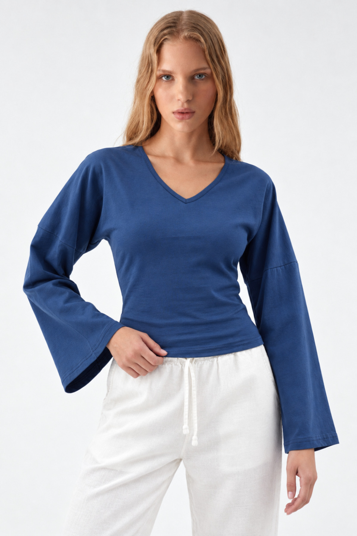 Kadın Reglan Kol Dokulu Crop 3' Lu Bluz Bordo 4