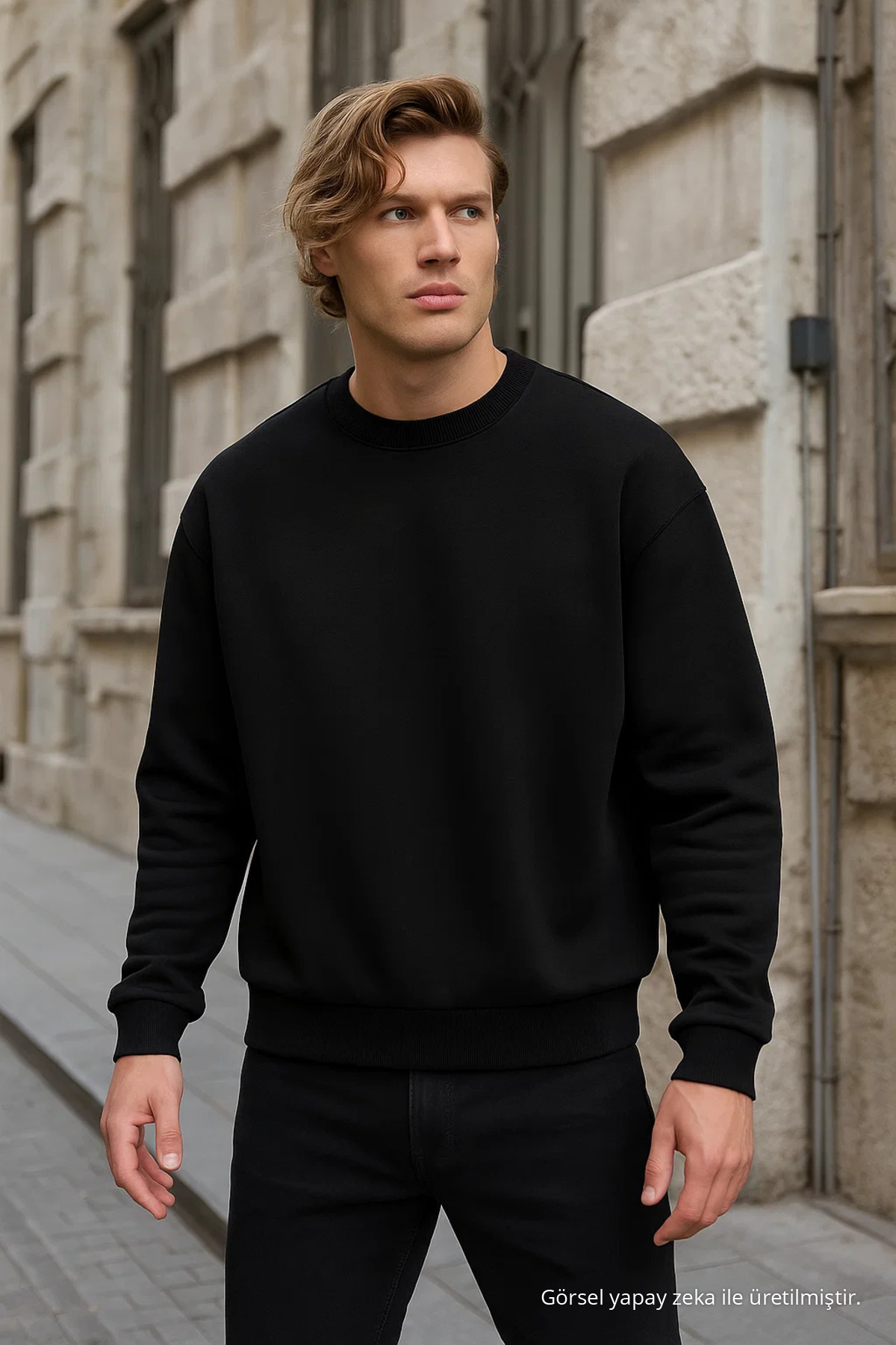 Erkek Basic Uzun Kollu Salaş 3 Lü Sweatshirt FÜME 4