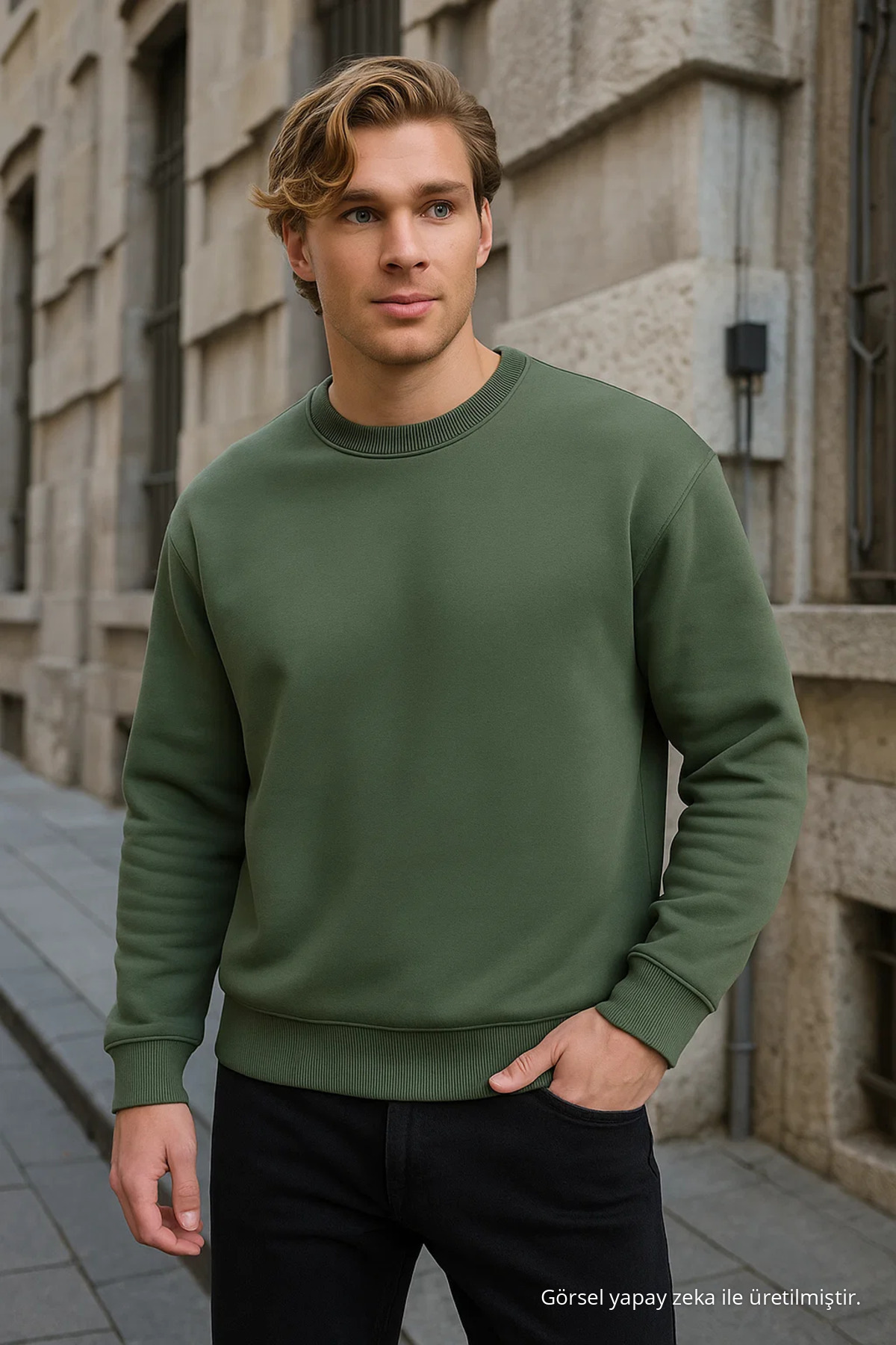 Erkek Basic Uzun Kollu Salaş 3 Lü Sweatshirt GRIMELANJ 3