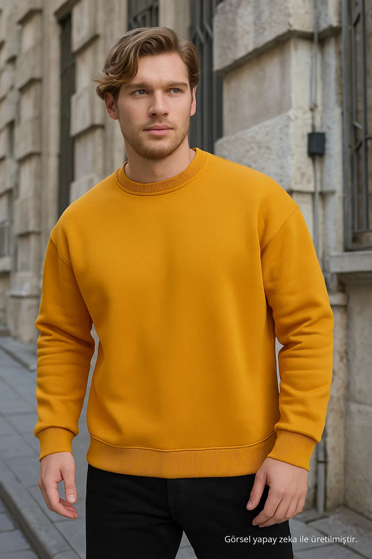 Erkek Basic Uzun Kollu Salaş 3 Lü Sweatshirt GRIMELANJ 4