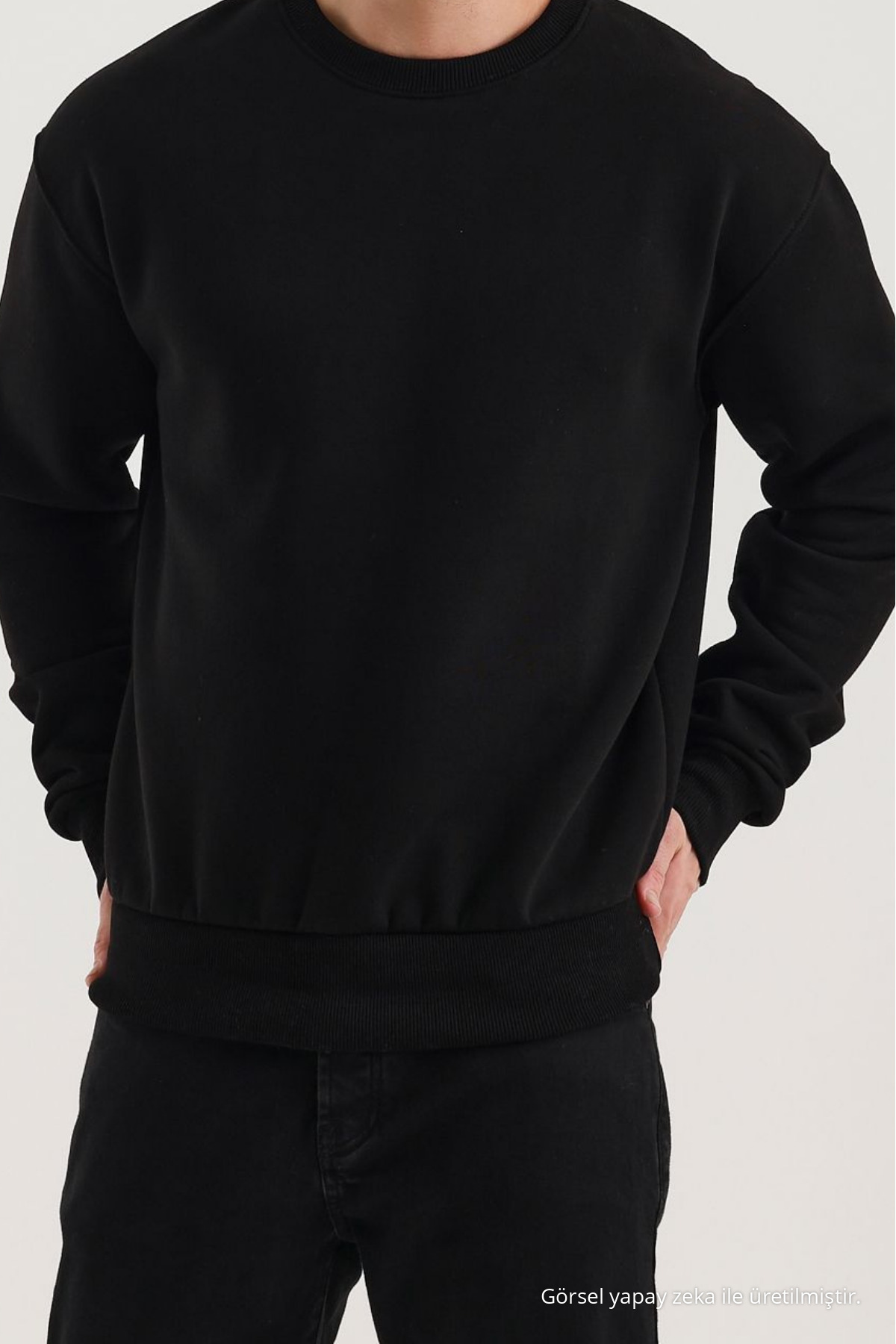 Erkek Basic Bisiklet Yaka 3 Lü Sweatshirt FÜME 7